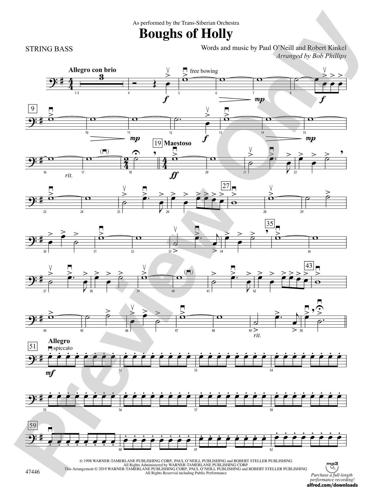 Boughs of Holly: String Bass
