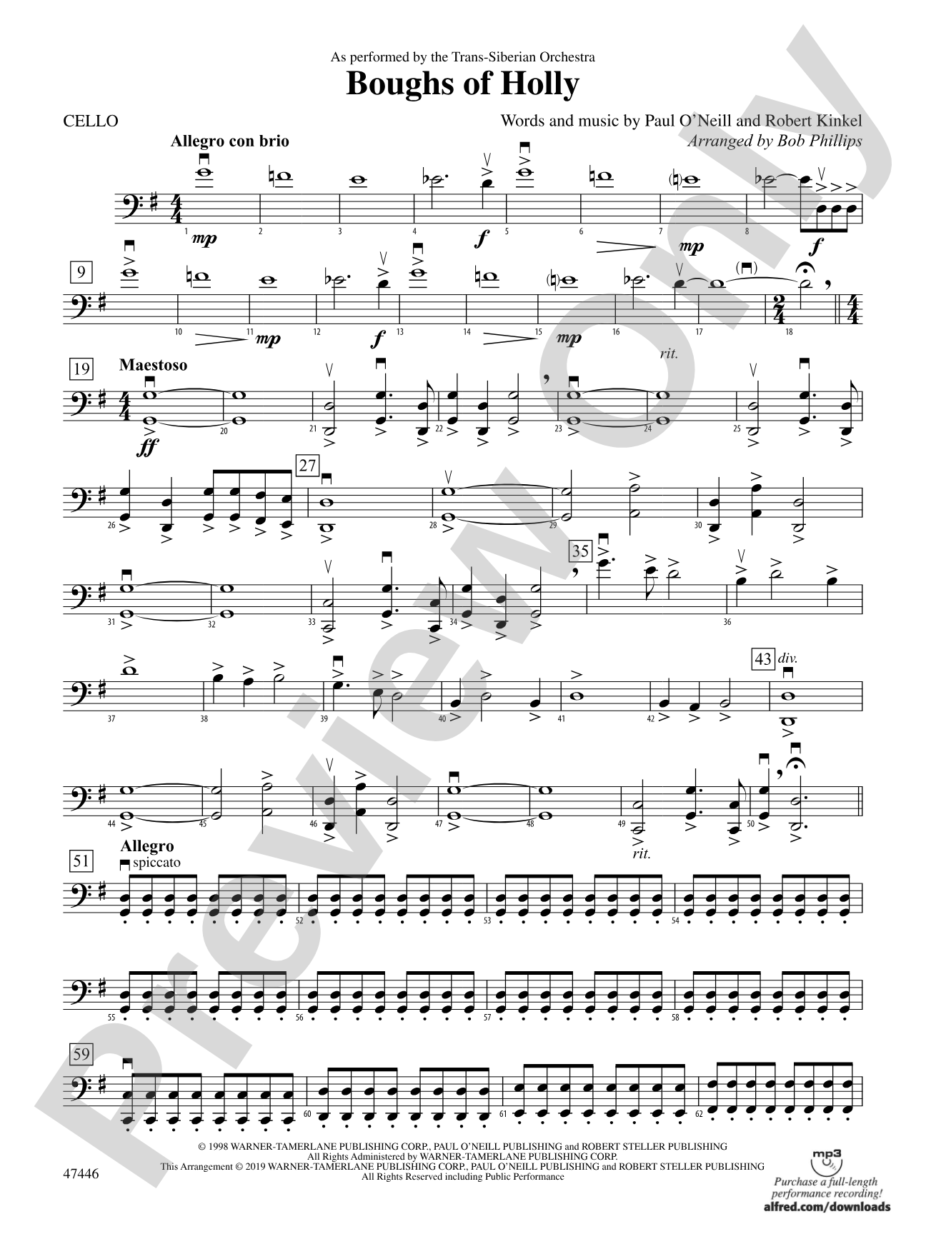 Boughs of Holly: Cello