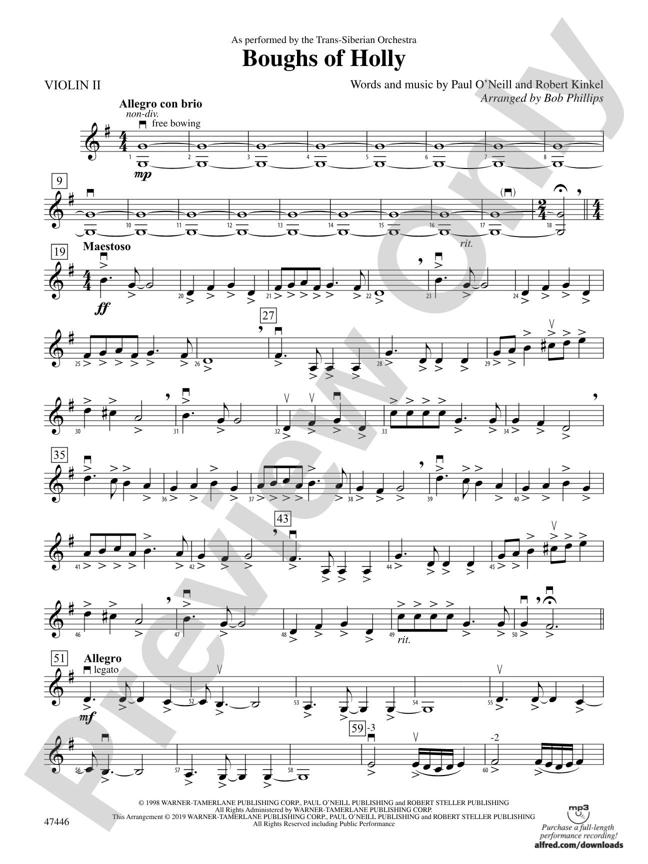 Boughs of Holly: 2nd Violin