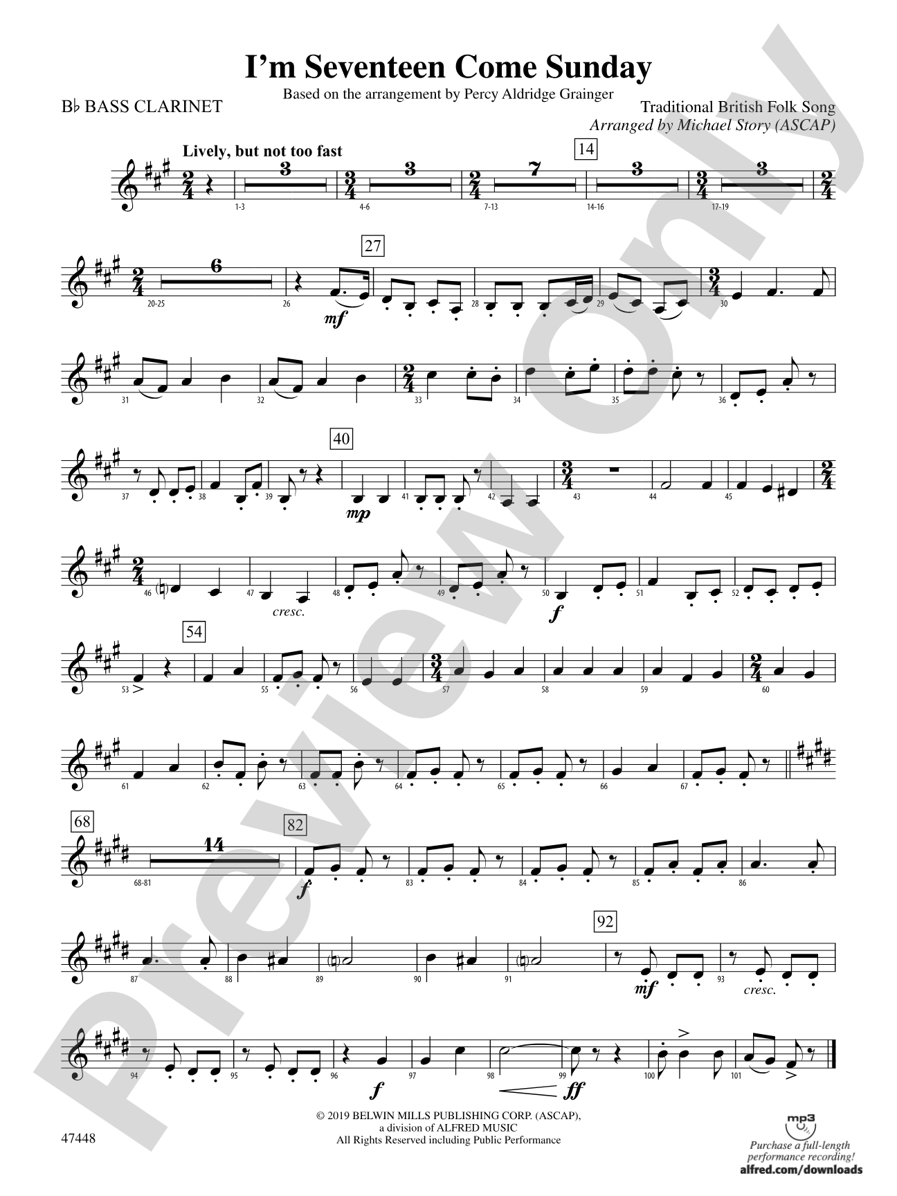 I'm Seventeen Come Sunday: B-flat Bass Clarinet