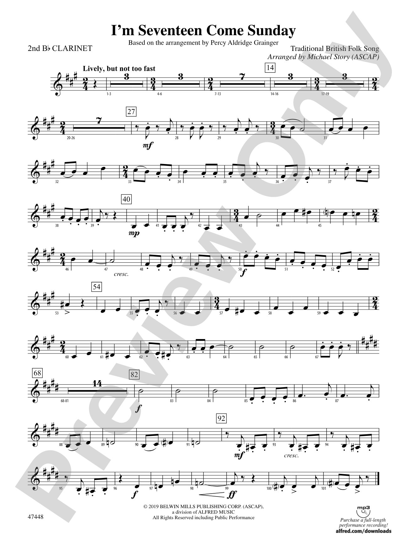 I'm Seventeen Come Sunday: 2nd B-flat Clarinet