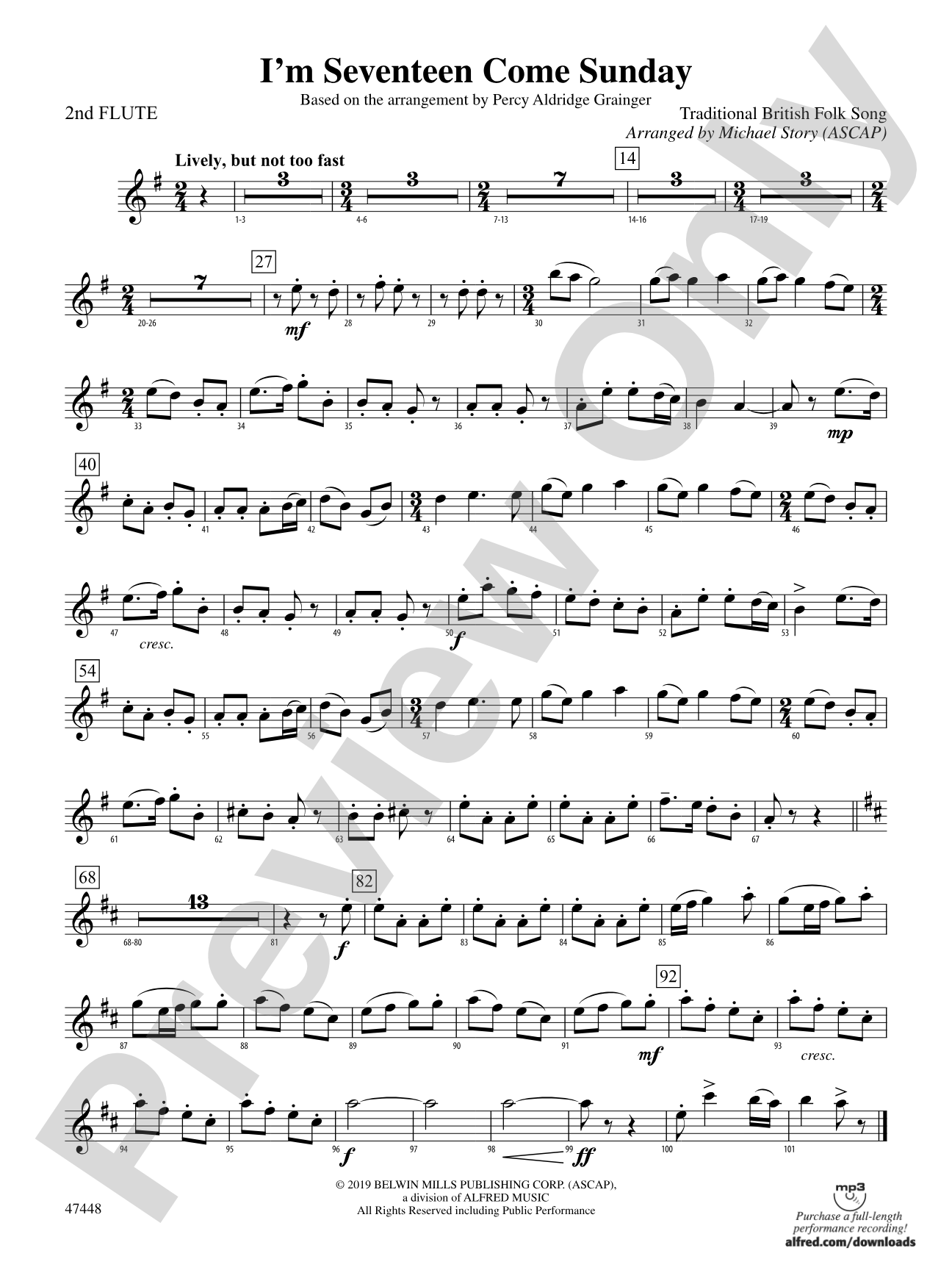 I'm Seventeen Come Sunday: 2nd Flute