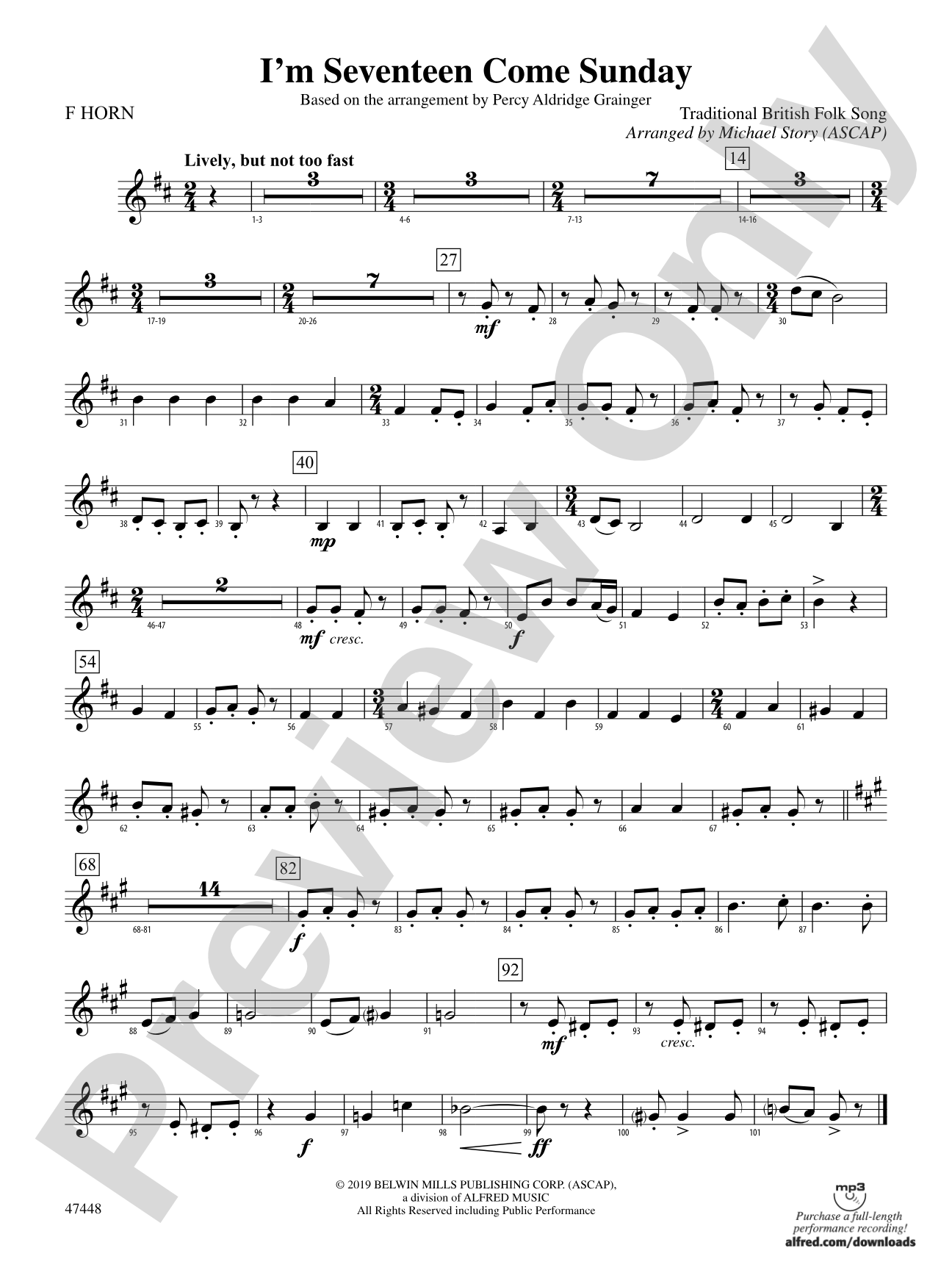 I'm Seventeen Come Sunday: 1st F Horn