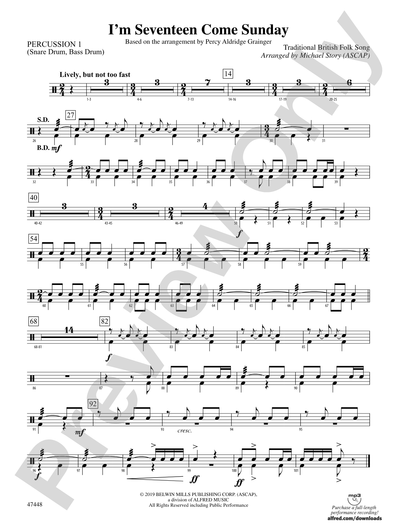 I'm Seventeen Come Sunday: 1st Percussion