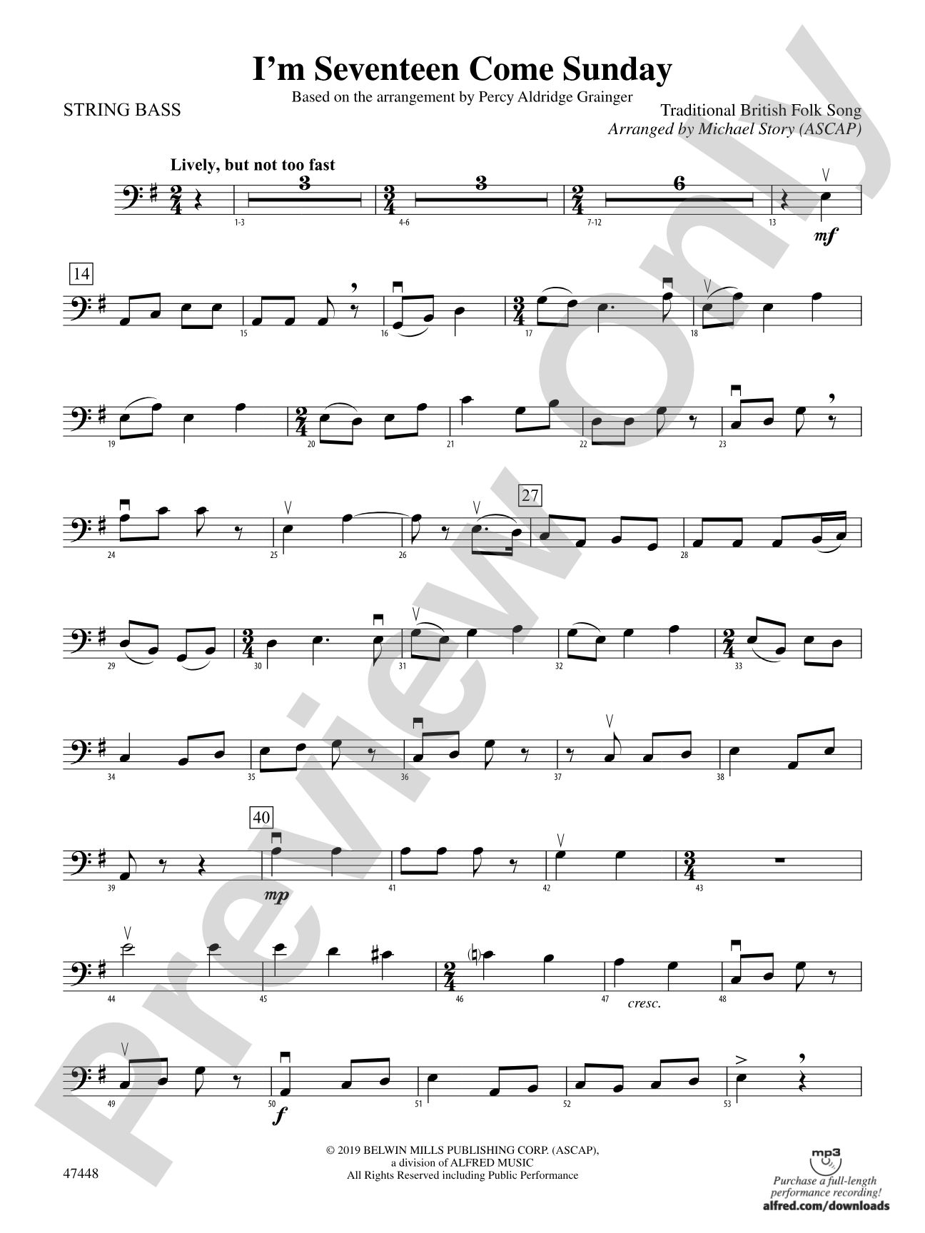 I'm Seventeen Come Sunday: String Bass