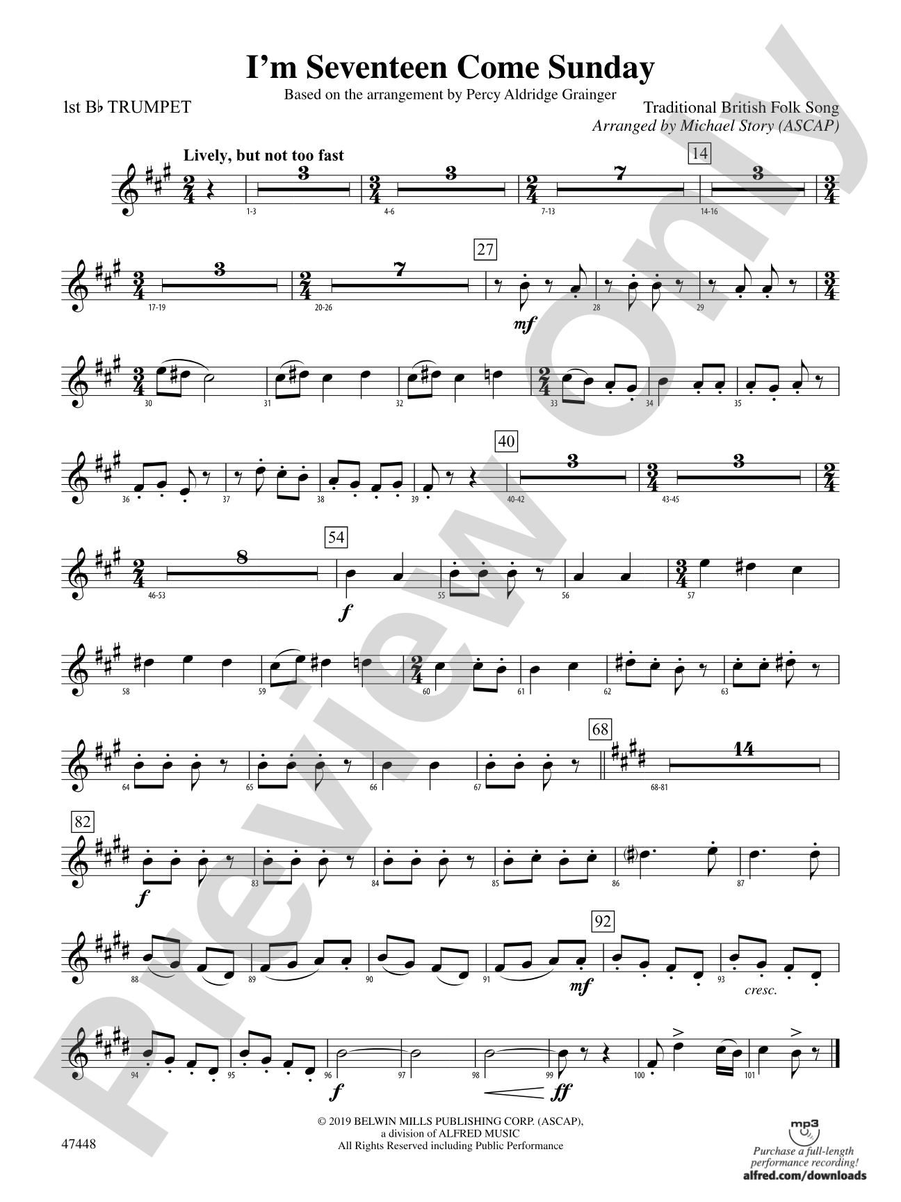 I'm Seventeen Come Sunday: 1st B-flat Trumpet
