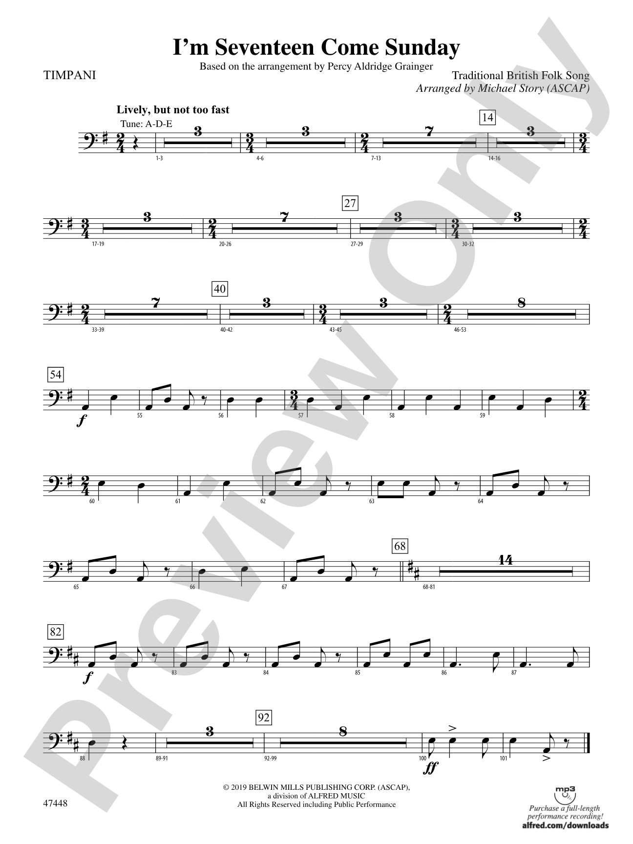 I'm Seventeen Come Sunday: Timpani