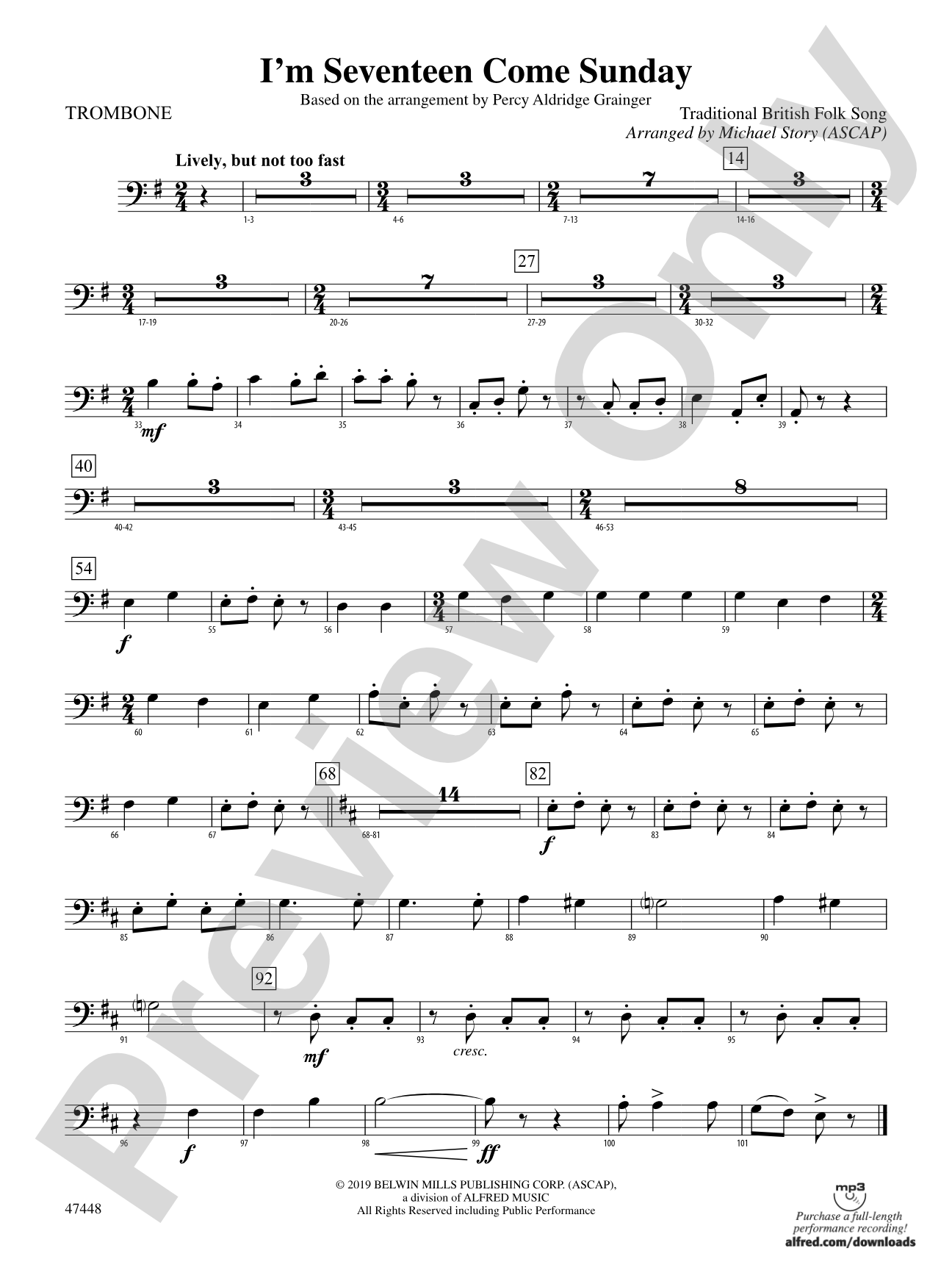 I'm Seventeen Come Sunday: 1st Trombone