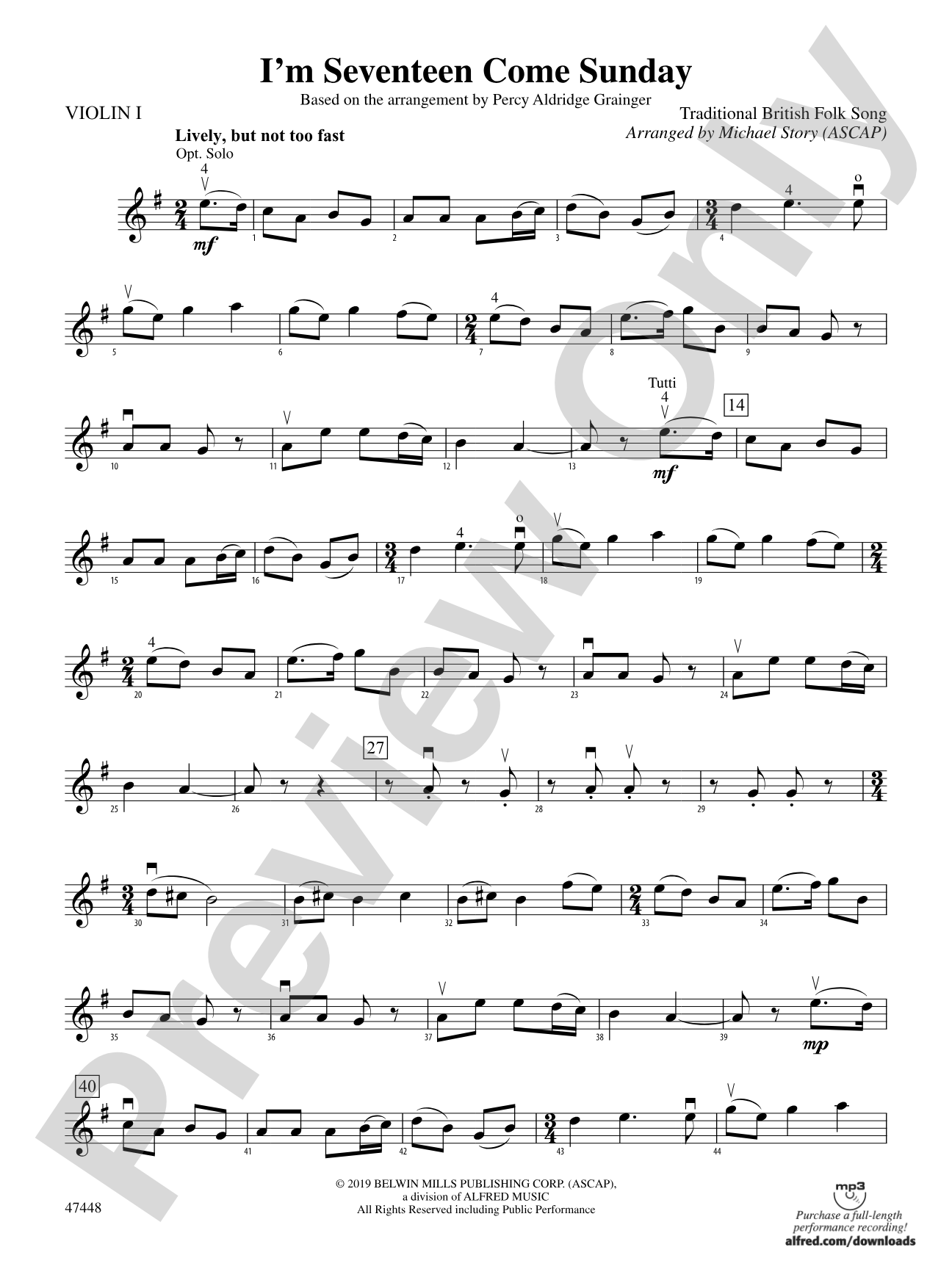 I'm Seventeen Come Sunday: 1st Violin
