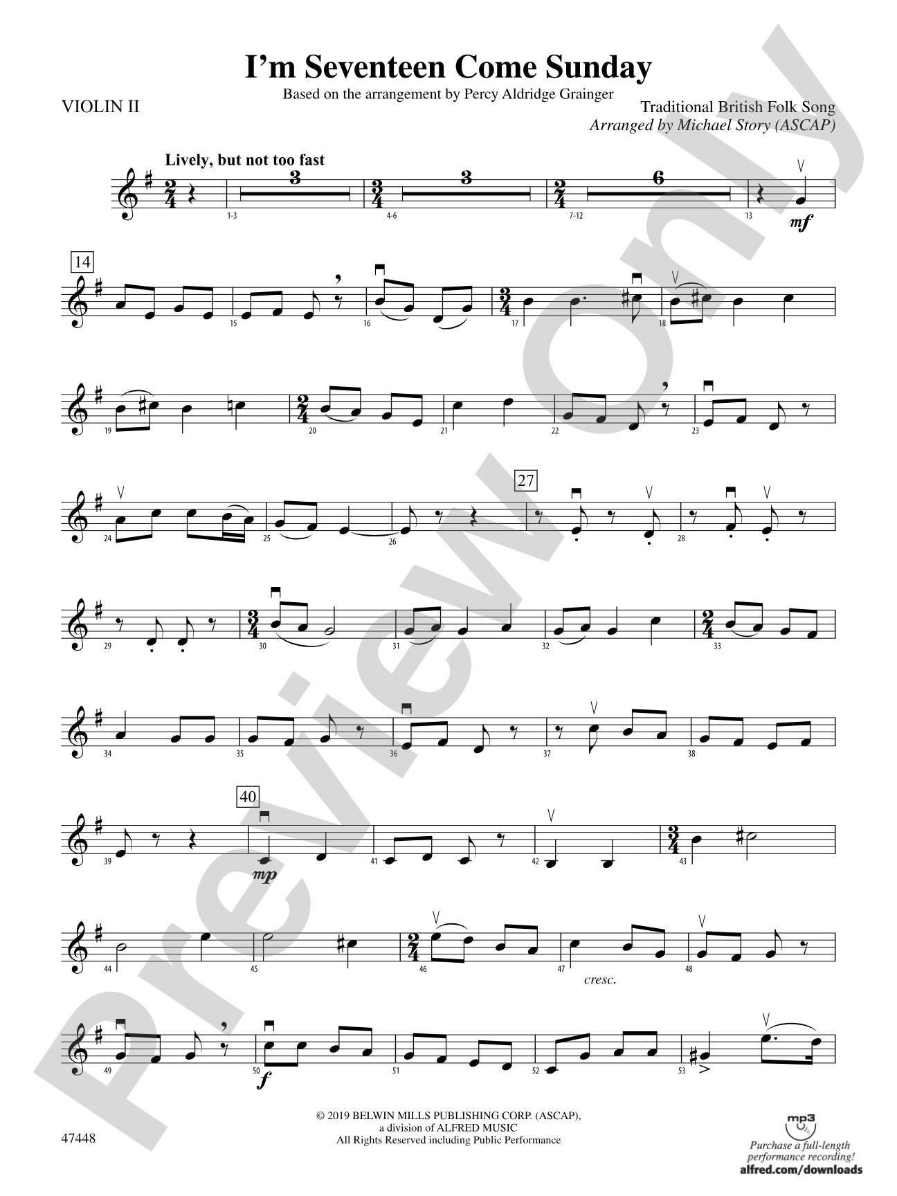 I'm Seventeen Come Sunday: 2nd Violin
