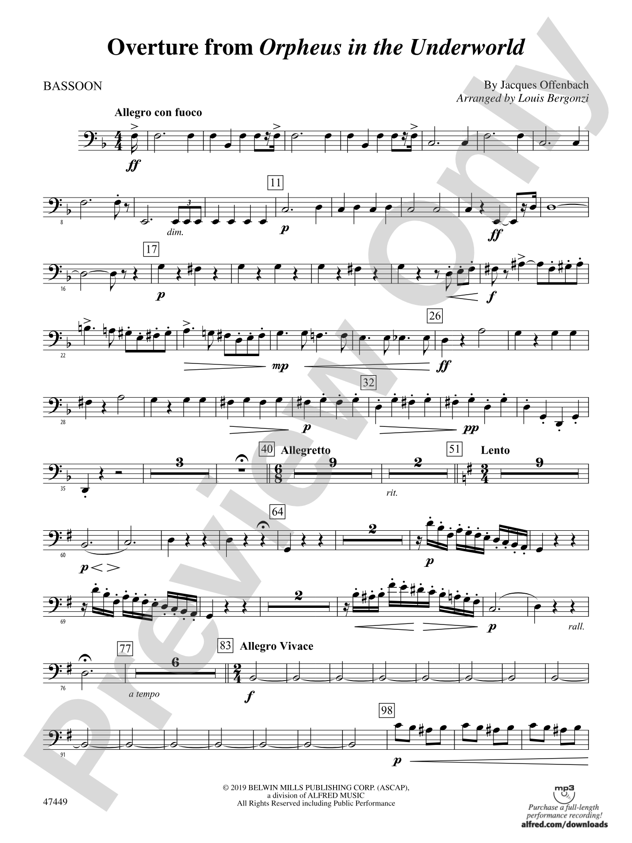 Overture from Orpheus in the Underworld: Bassoon