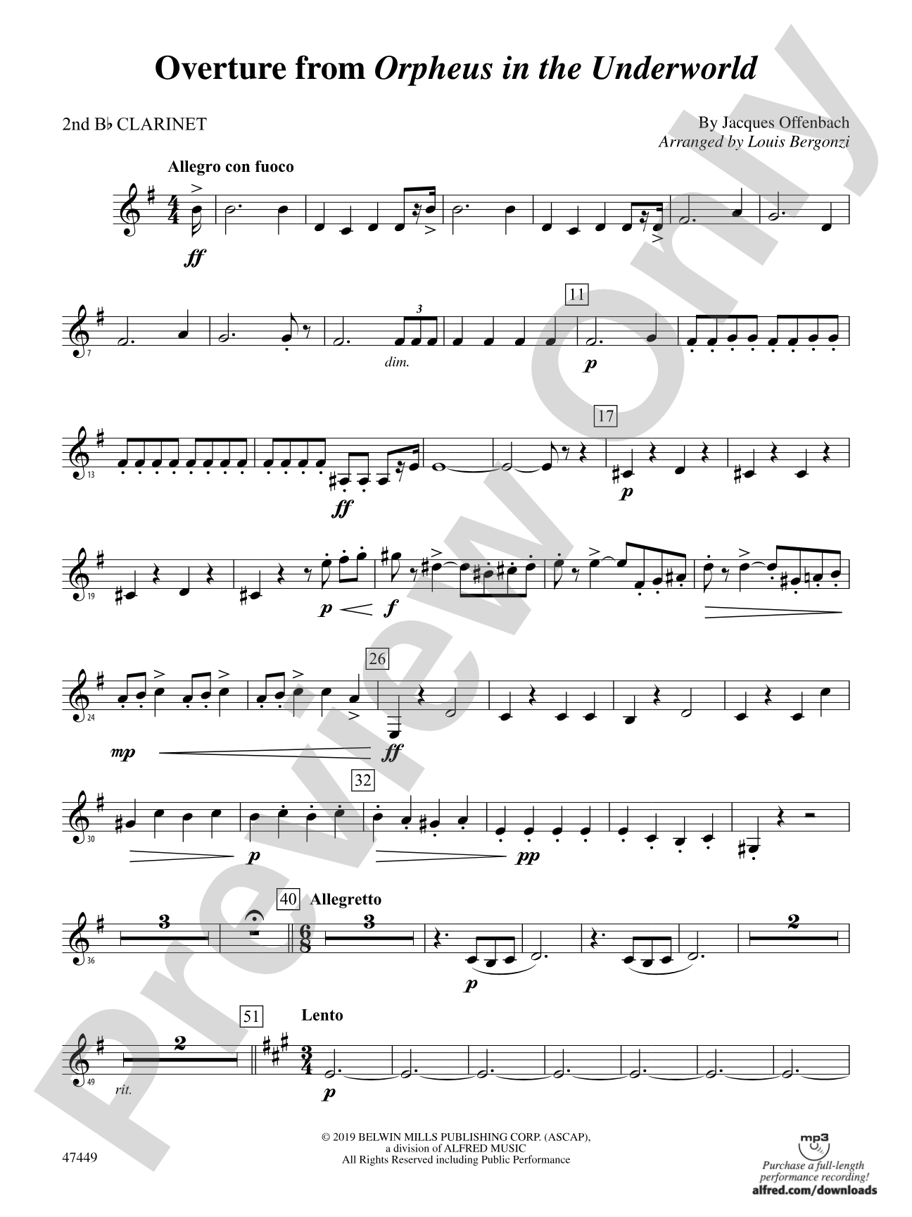 Overture from Orpheus in the Underworld: 2nd B-flat Clarinet