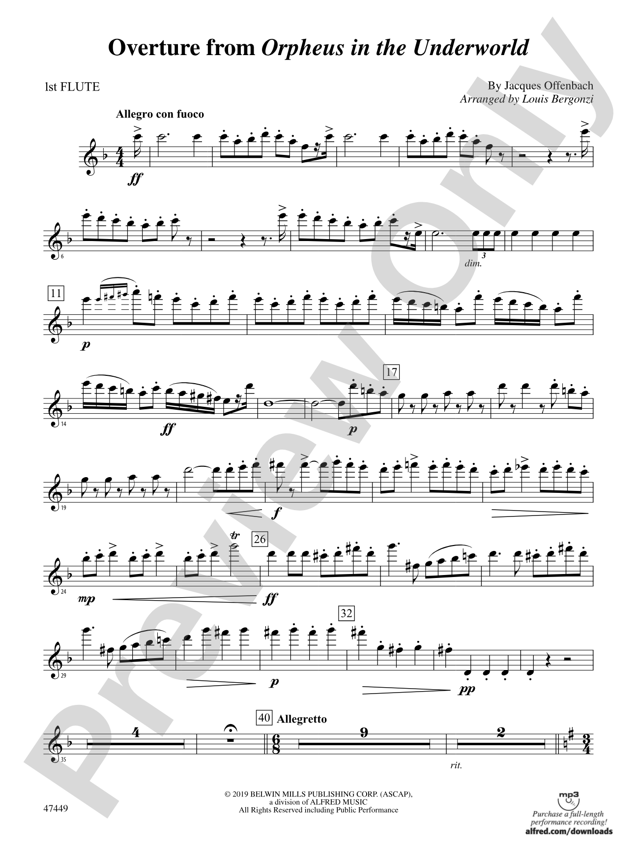 Overture from Orpheus in the Underworld: Flute