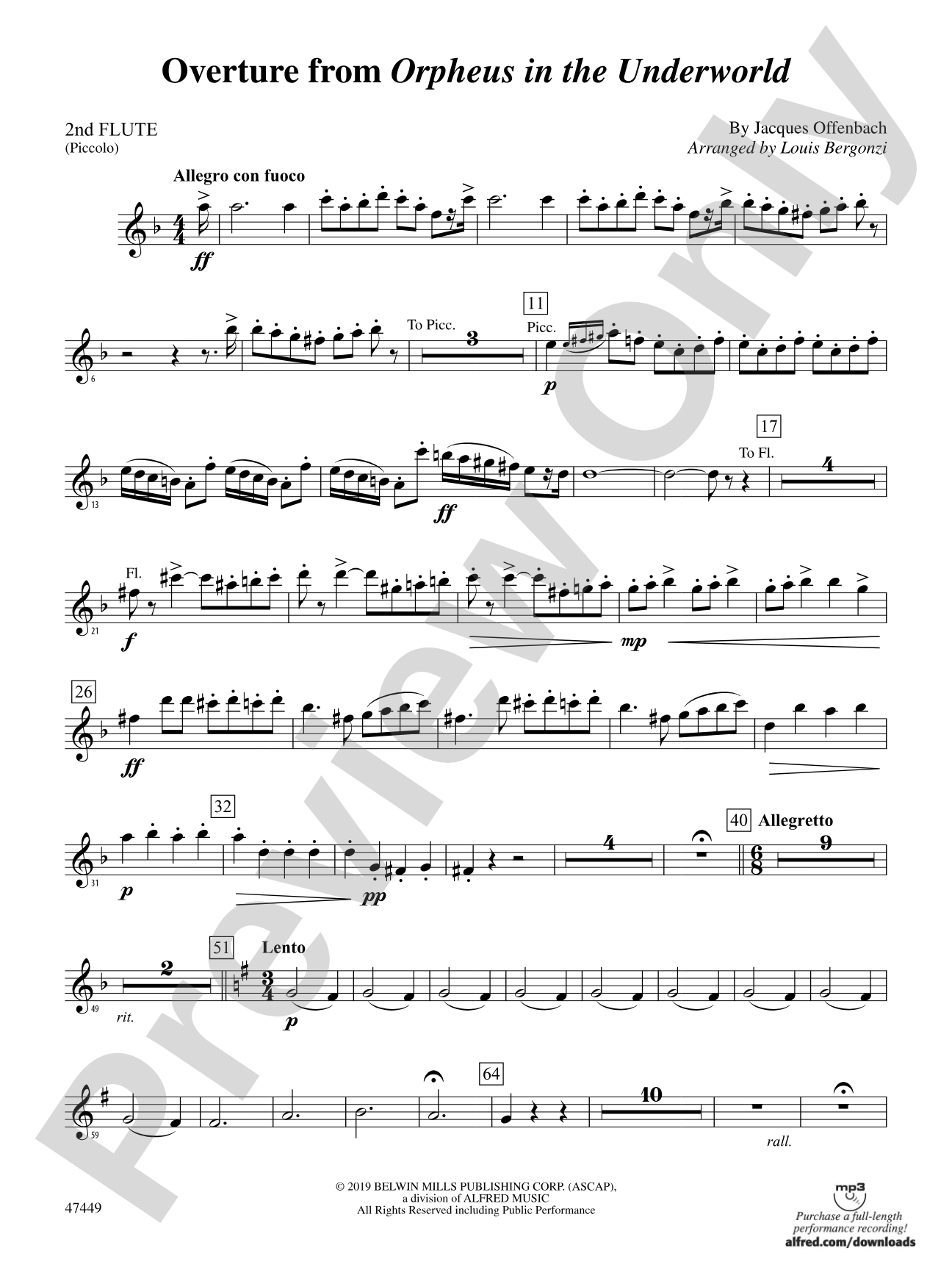 Overture from Orpheus in the Underworld: 2nd Flute