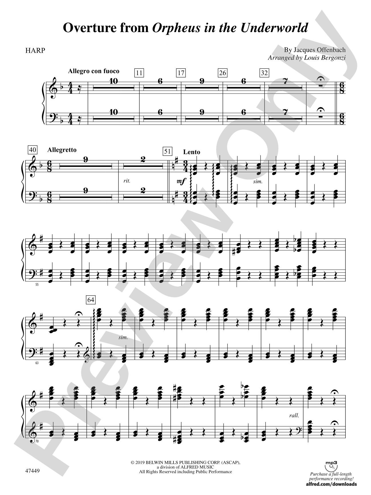 Overture from Orpheus in the Underworld: Piano Accompaniment