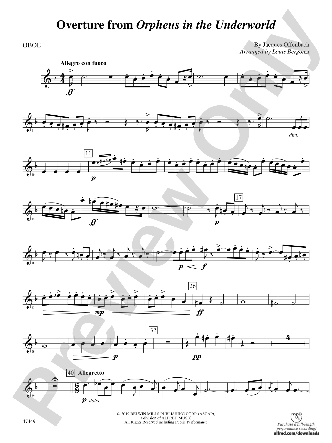 Overture from Orpheus in the Underworld: Oboe
