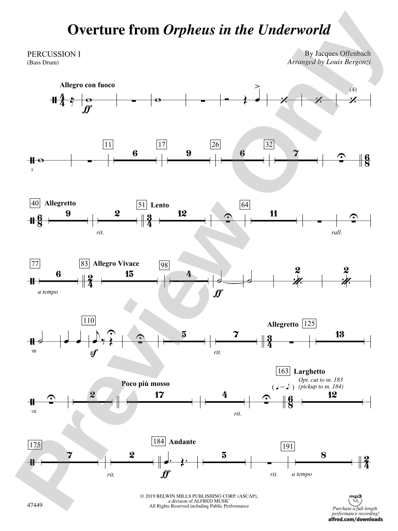 Overture from Orpheus in the Underworld: 1st Percussion