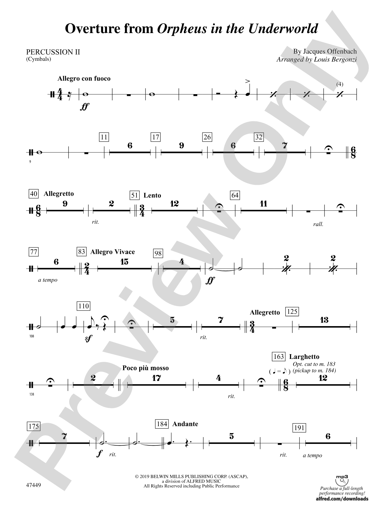 Overture from Orpheus in the Underworld: 2nd Percussion
