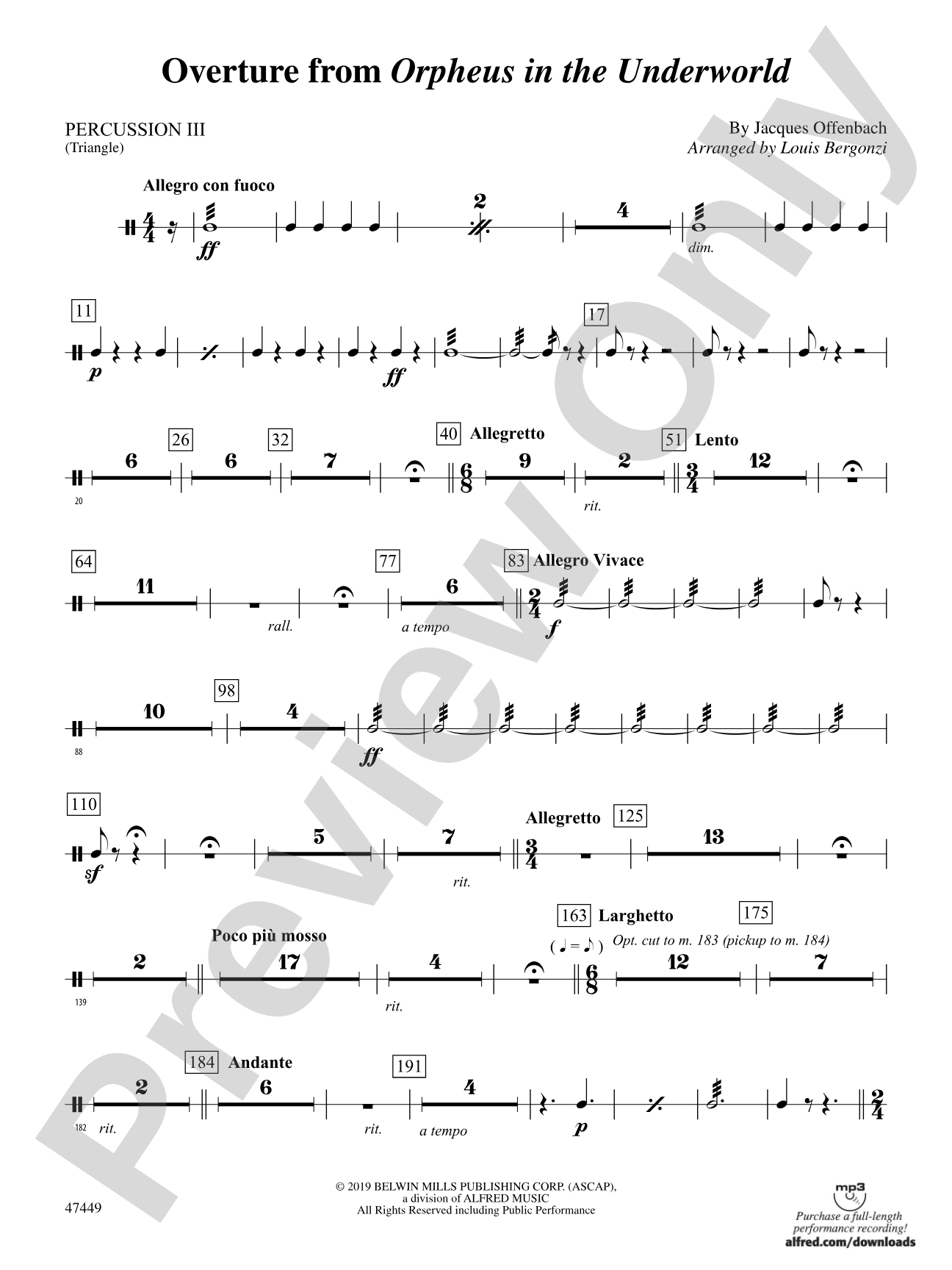 Overture from Orpheus in the Underworld: 3rd Percussion