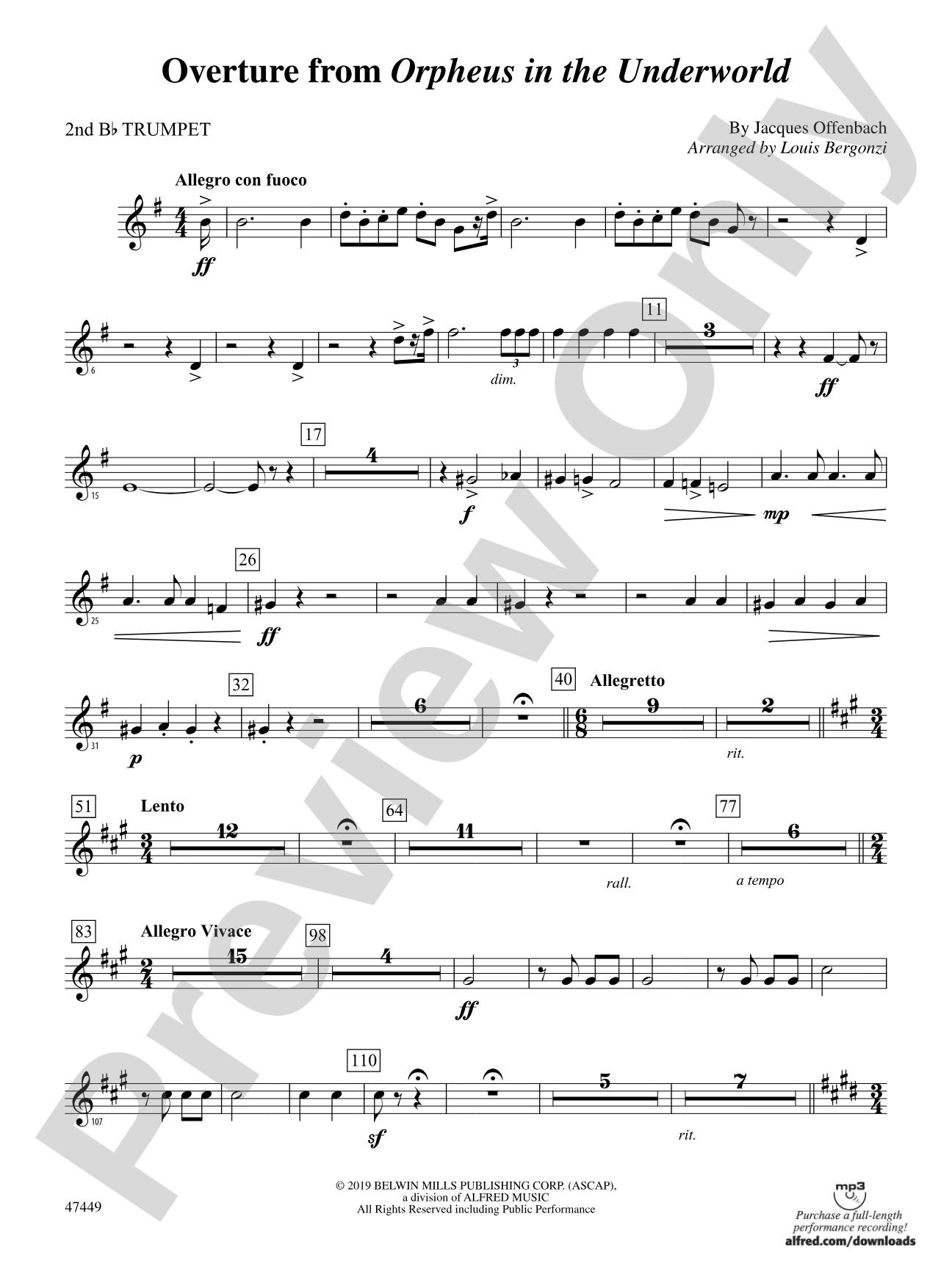 Overture from Orpheus in the Underworld: 2nd B-flat Trumpet