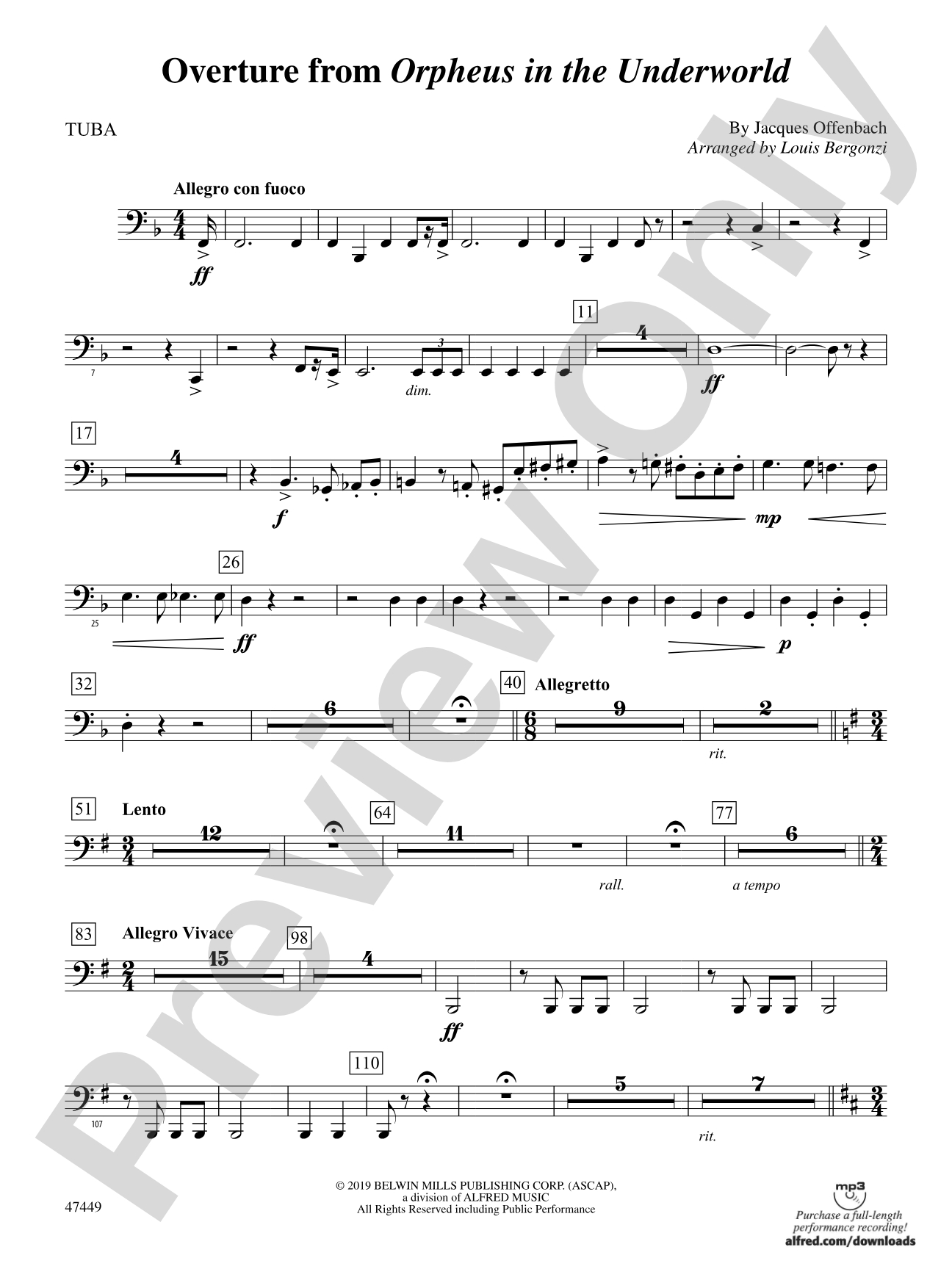 Overture from Orpheus in the Underworld: Tuba