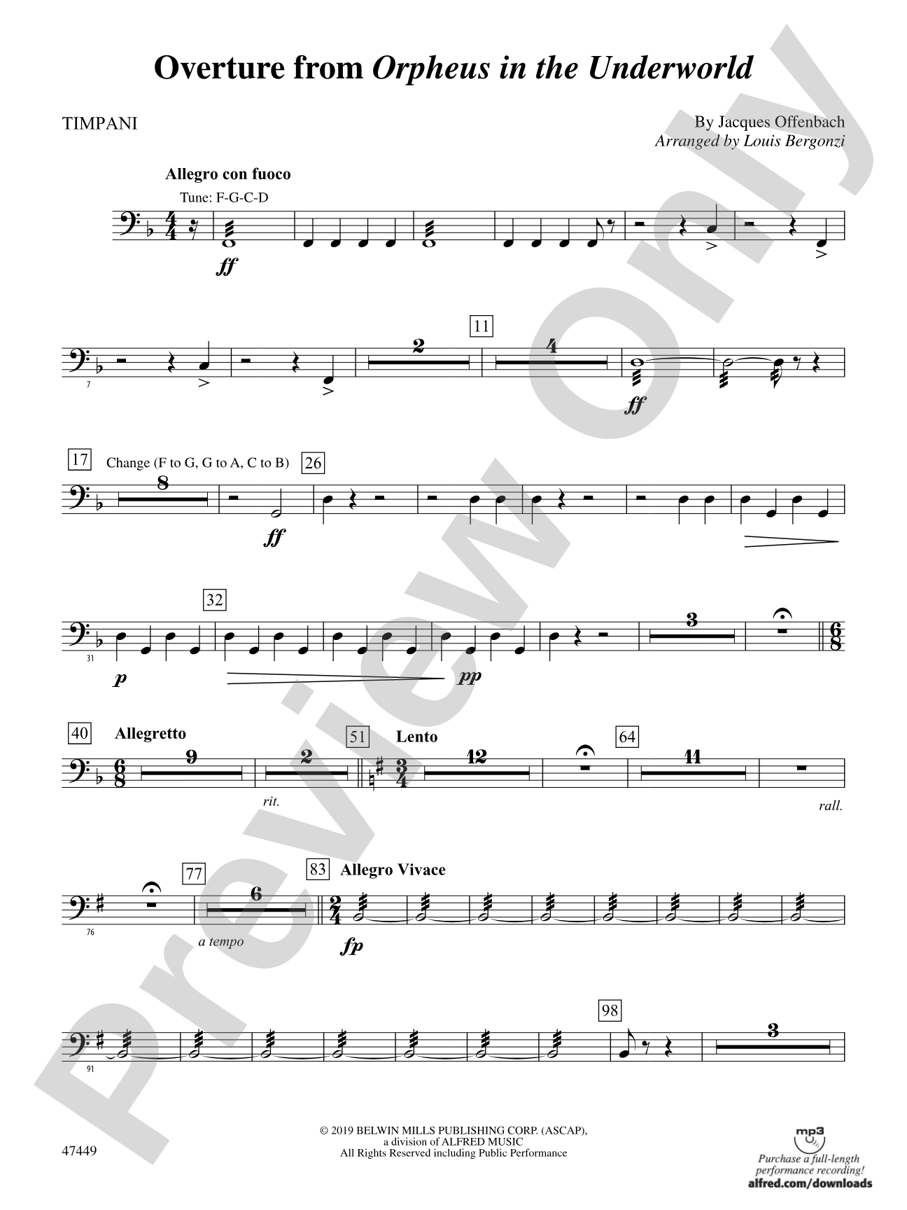 Overture from Orpheus in the Underworld: Timpani