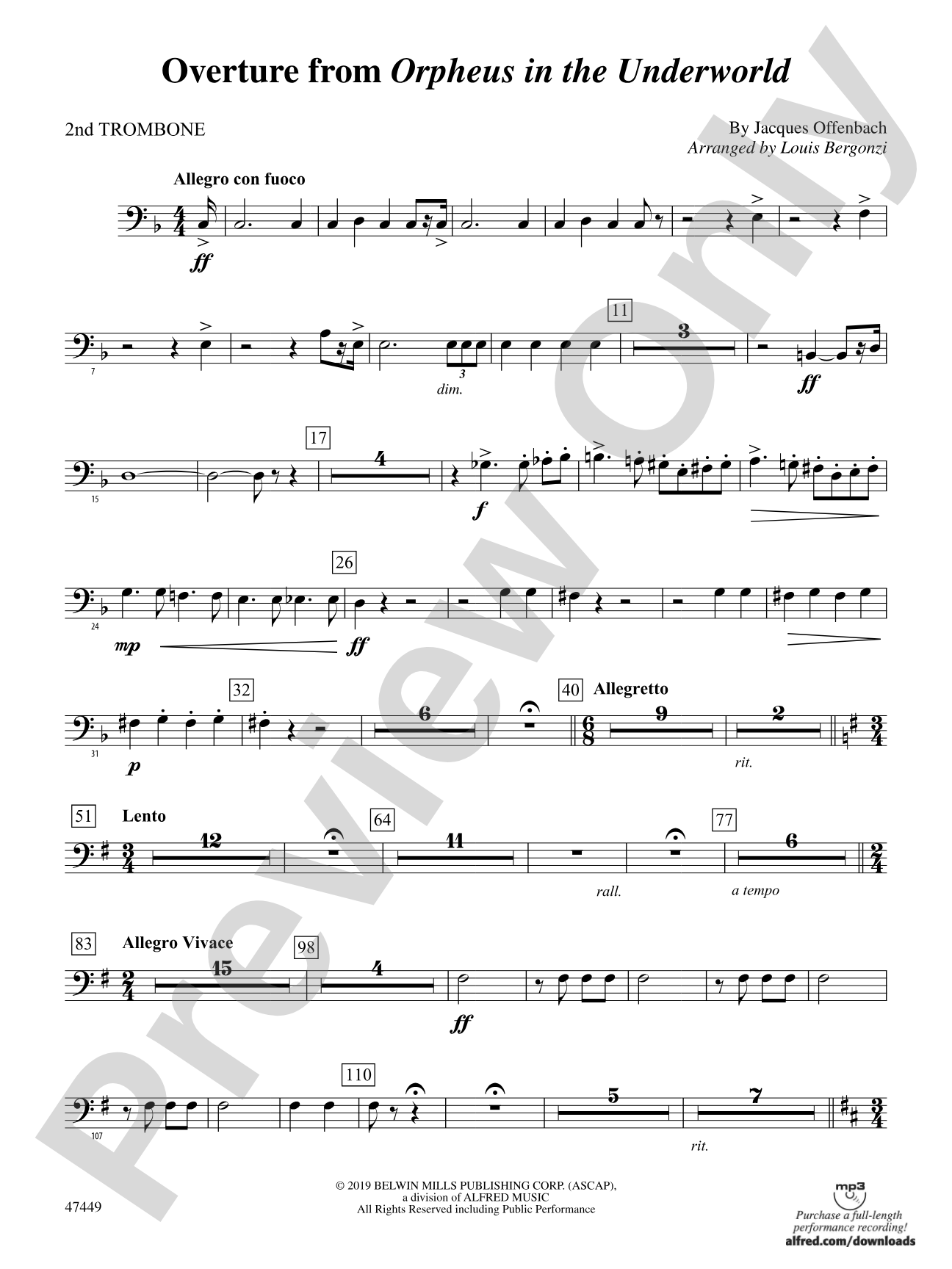 Overture from Orpheus in the Underworld: 2nd Trombone