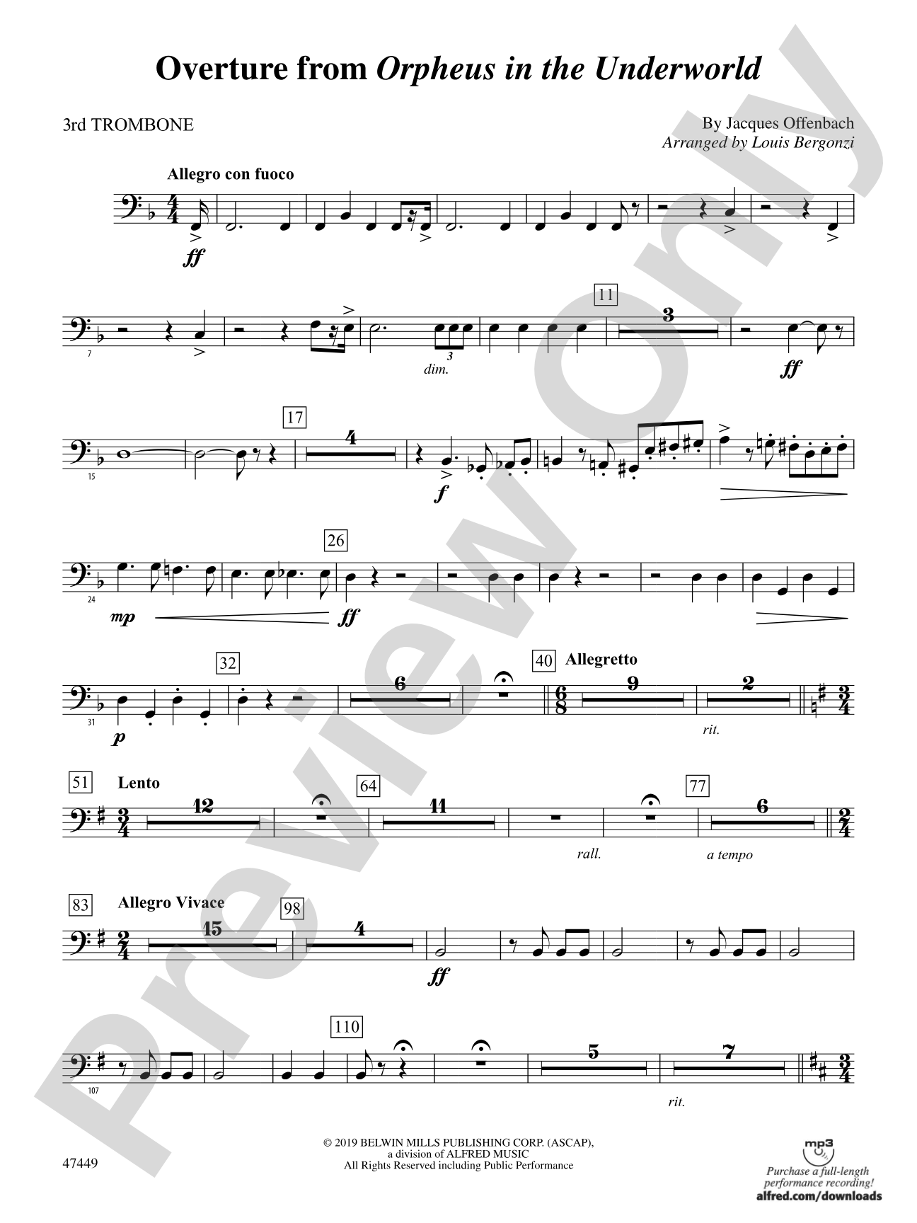 Overture from Orpheus in the Underworld: 3rd Trombone