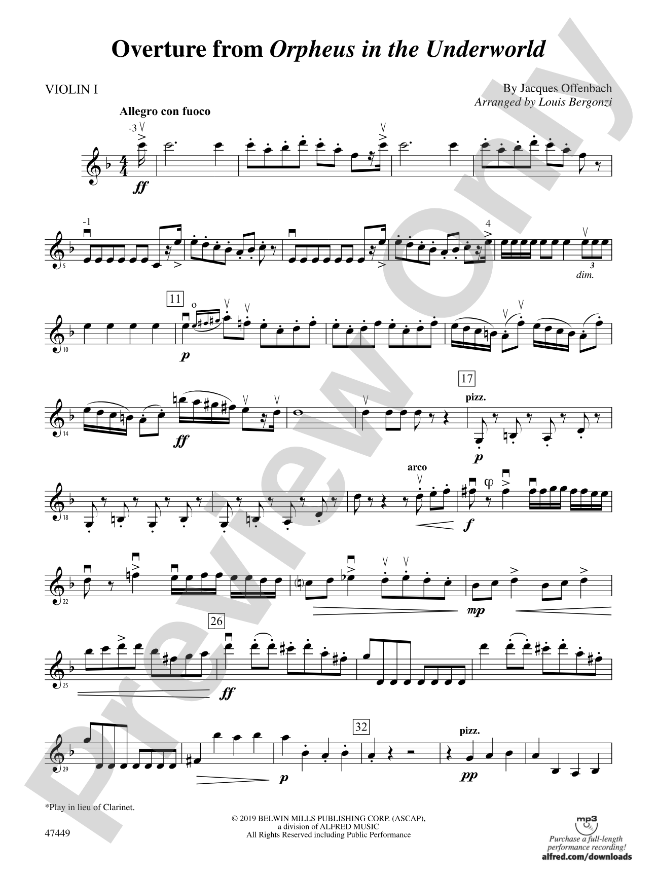 Overture from Orpheus in the Underworld: 1st Violin