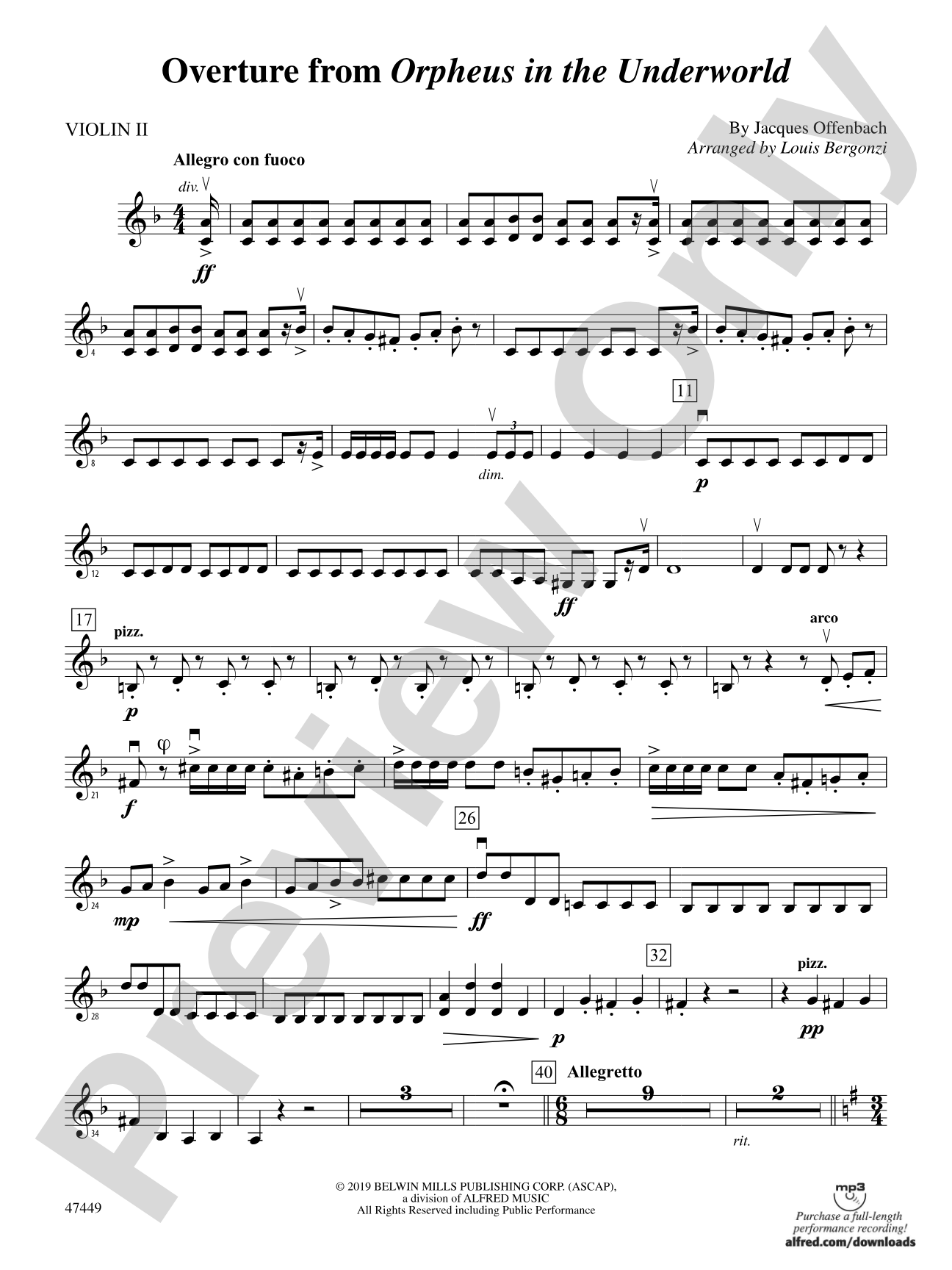Overture from Orpheus in the Underworld: 2nd Violin