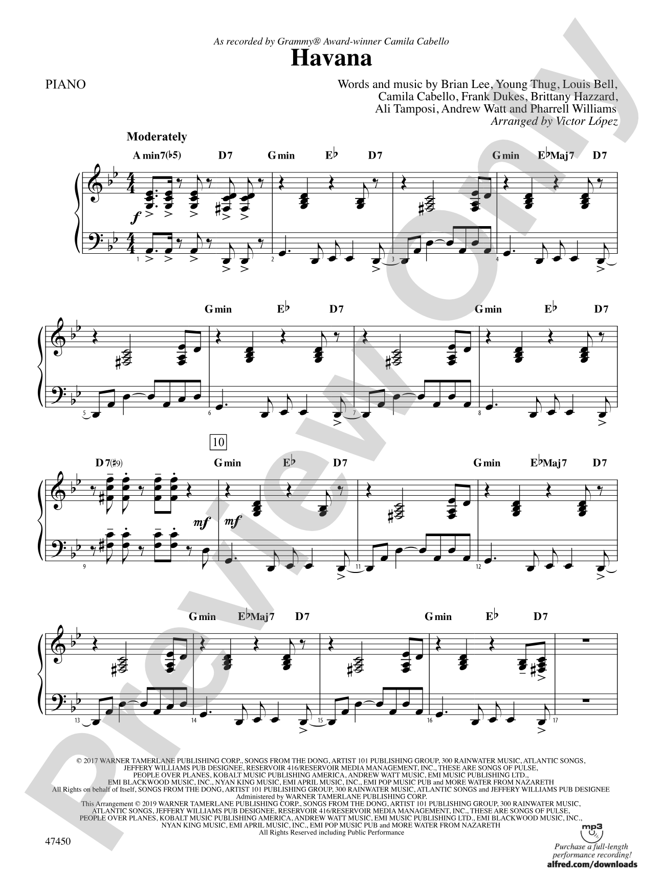 Havana: Piano Accompaniment