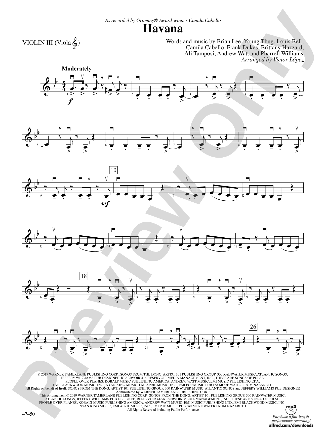 Havana: 3rd Violin (Viola [TC])