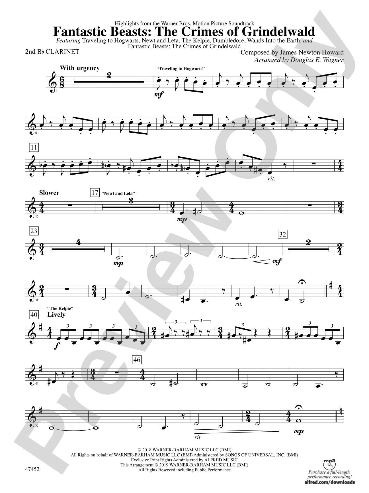 Fantastic Beasts: The Crimes of Grindelwald: 2nd B-flat Clarinet