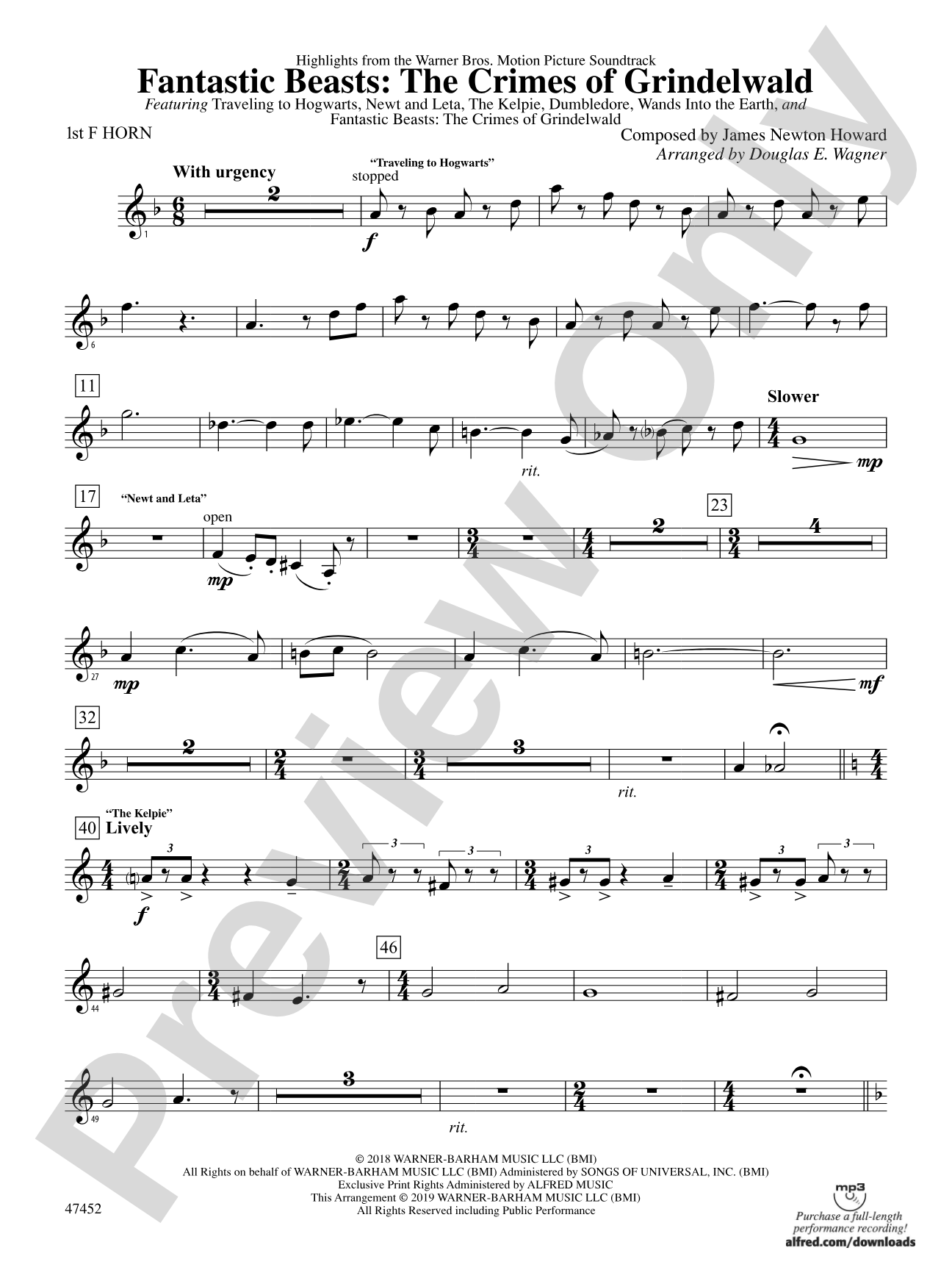 Fantastic Beasts: The Crimes of Grindelwald: 1st F Horn