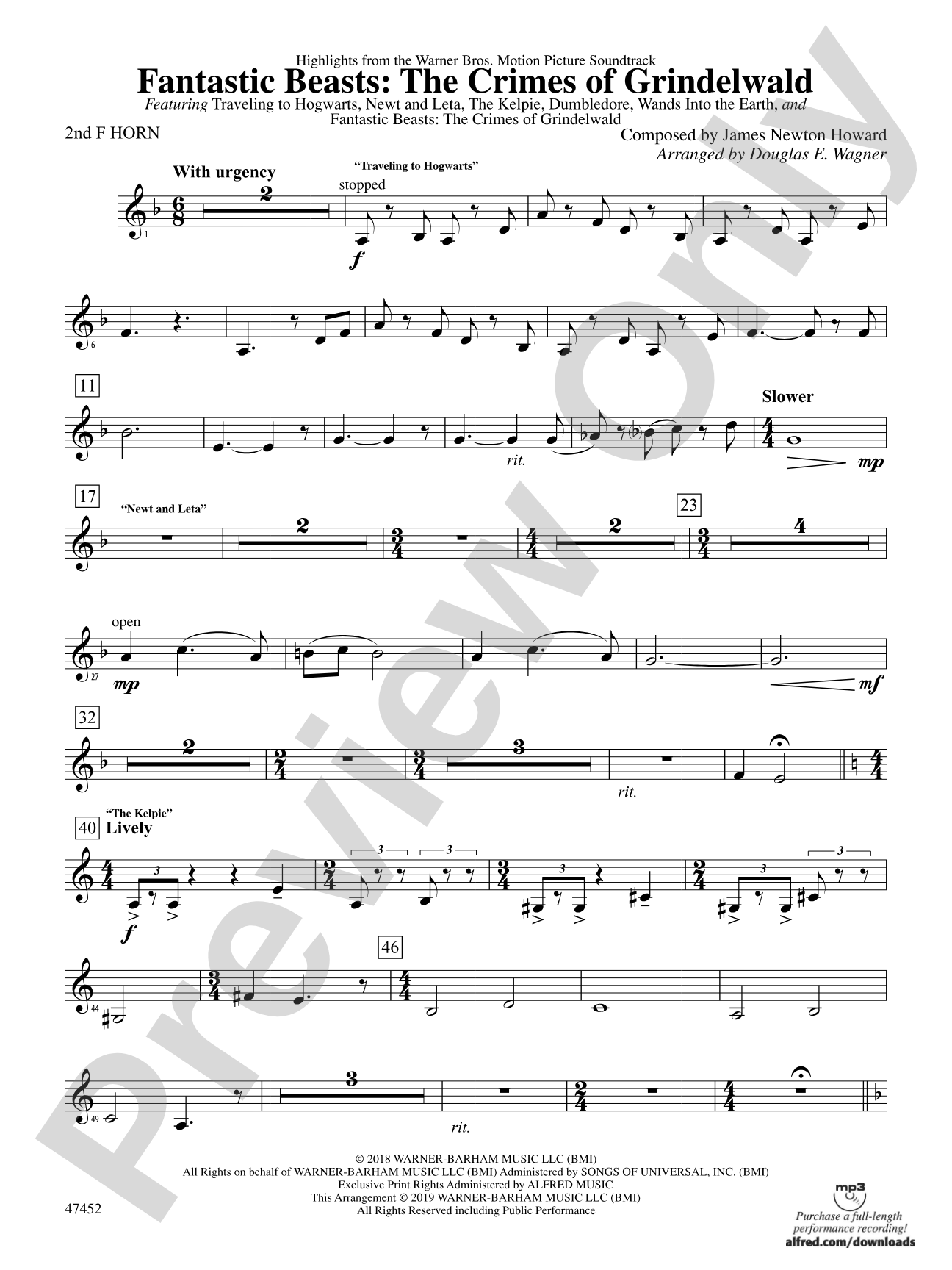 Fantastic Beasts: The Crimes of Grindelwald: 2nd F Horn