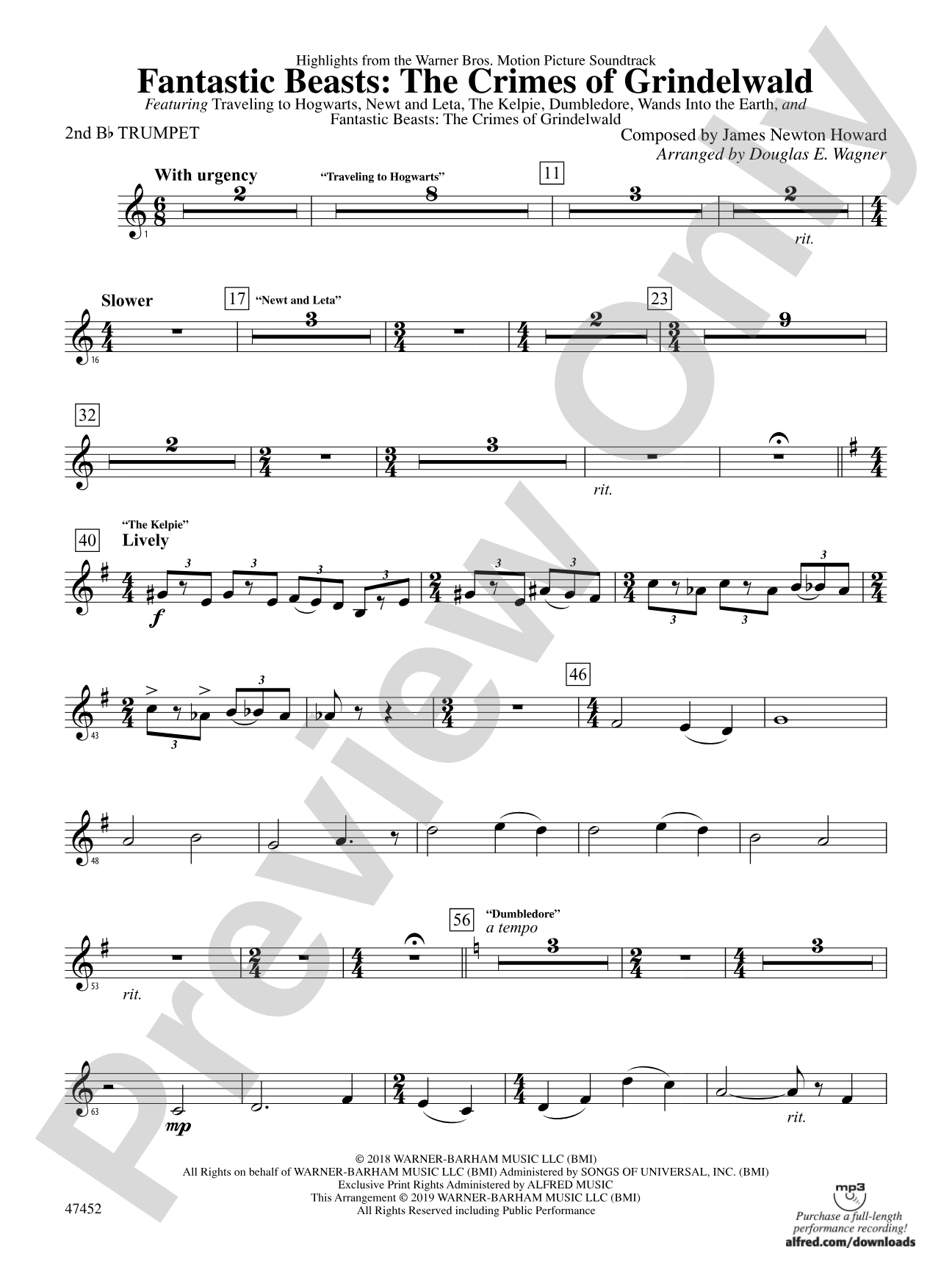 Fantastic Beasts: The Crimes of Grindelwald: 2nd B-flat Trumpet