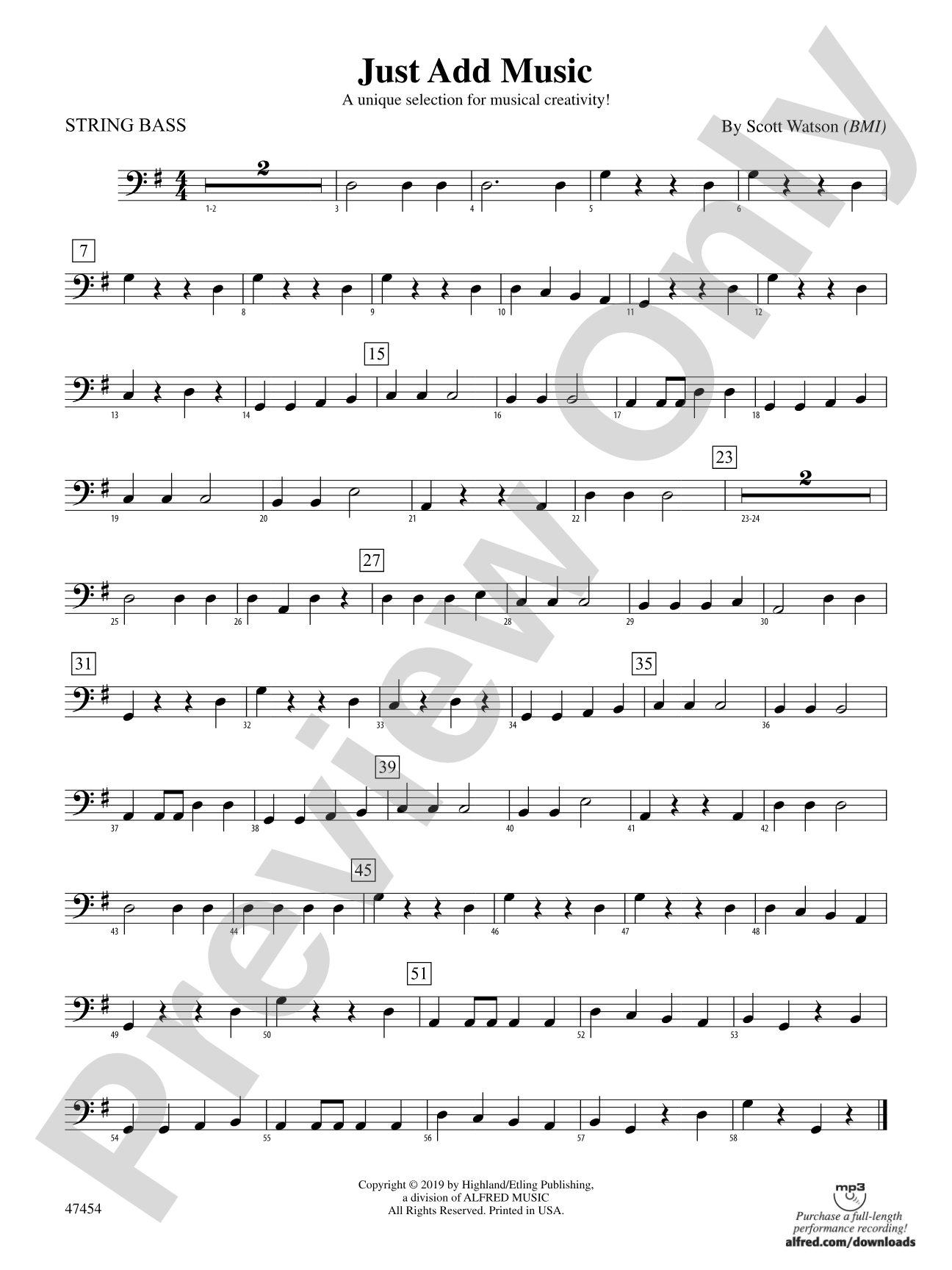 Just Add Music: String Bass