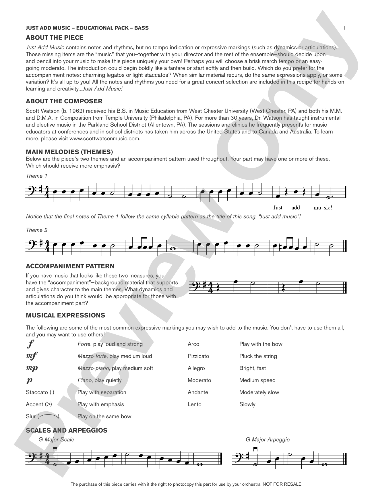 Just Add Music: Bass Educational Pack