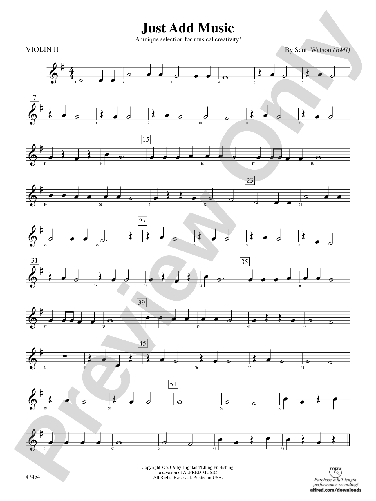 Just Add Music: 2nd Violin