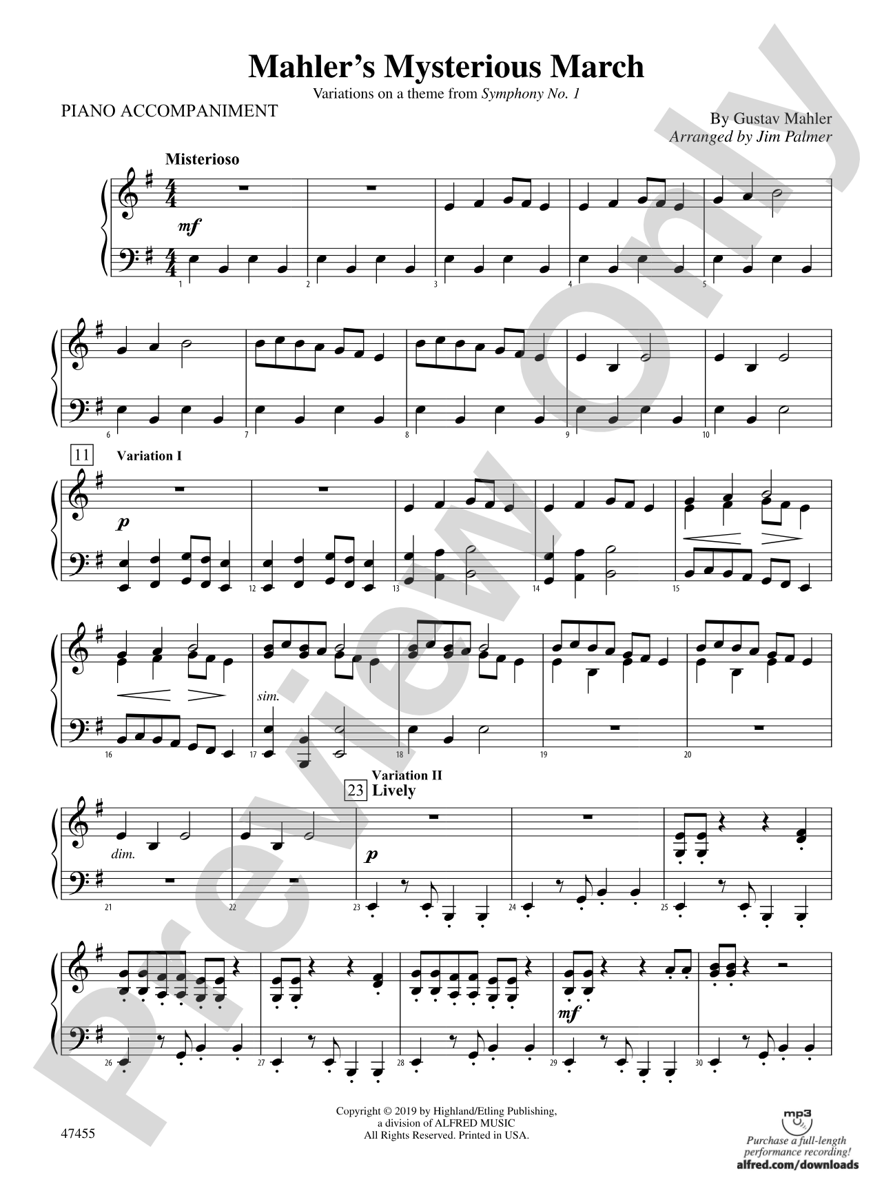 Mahler's Mysterious March: Piano Accompaniment
