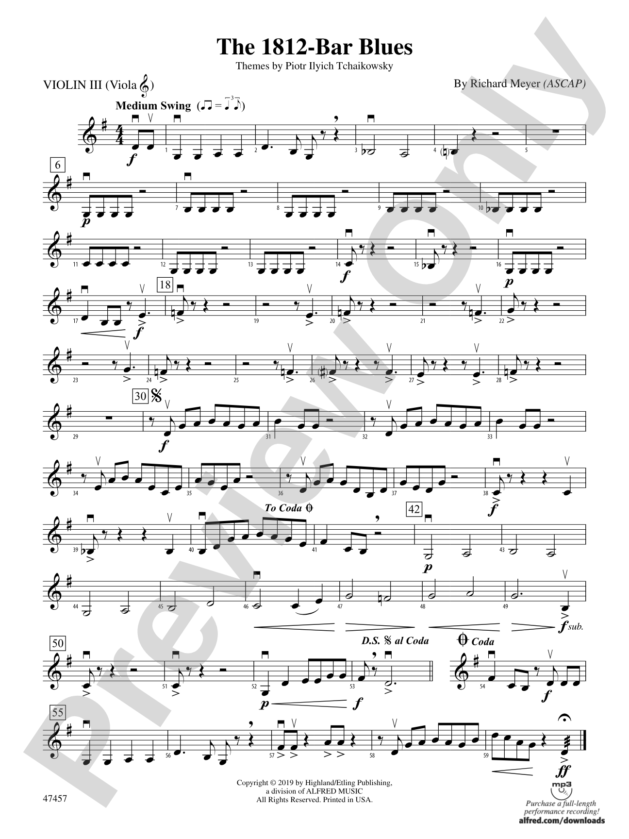 The 1812-Bar Blues: 3rd Violin (Viola [TC])