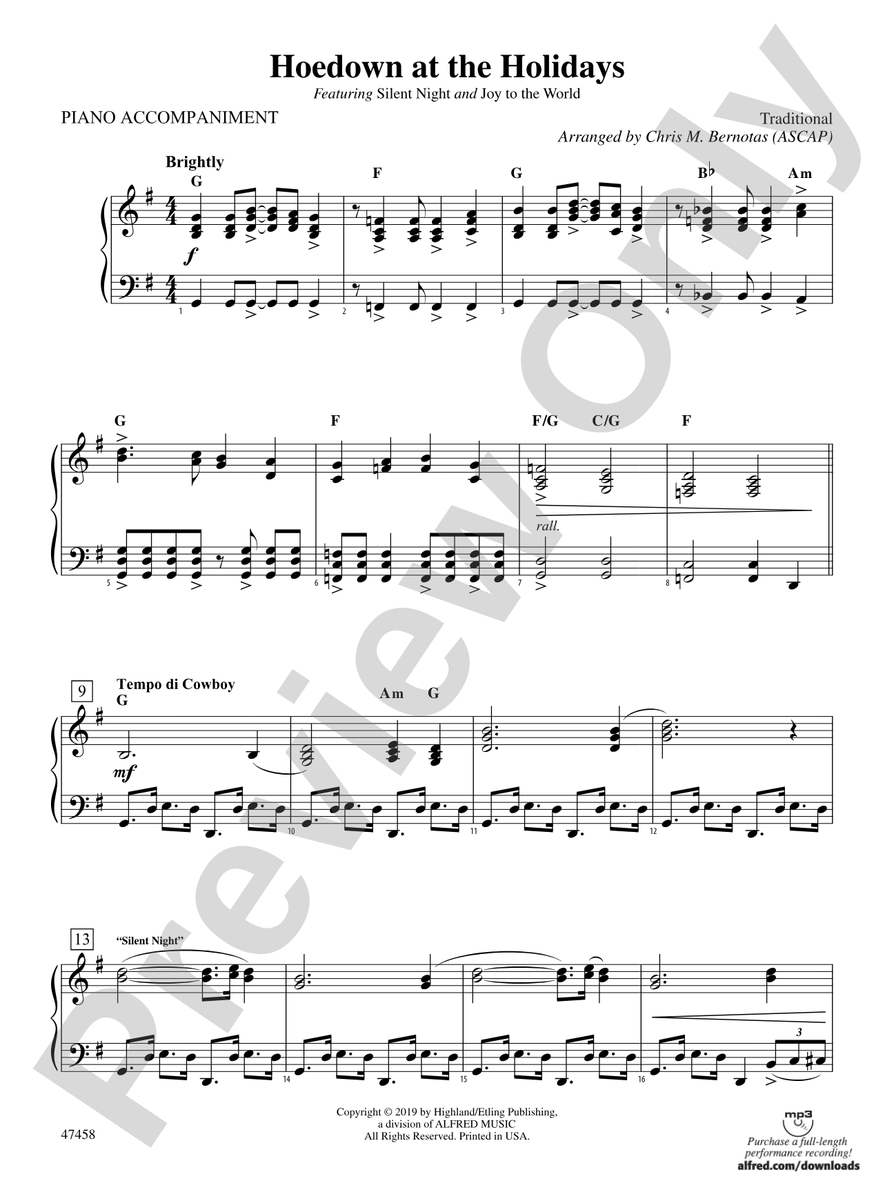 Hoedown at the Holidays: Piano Accompaniment