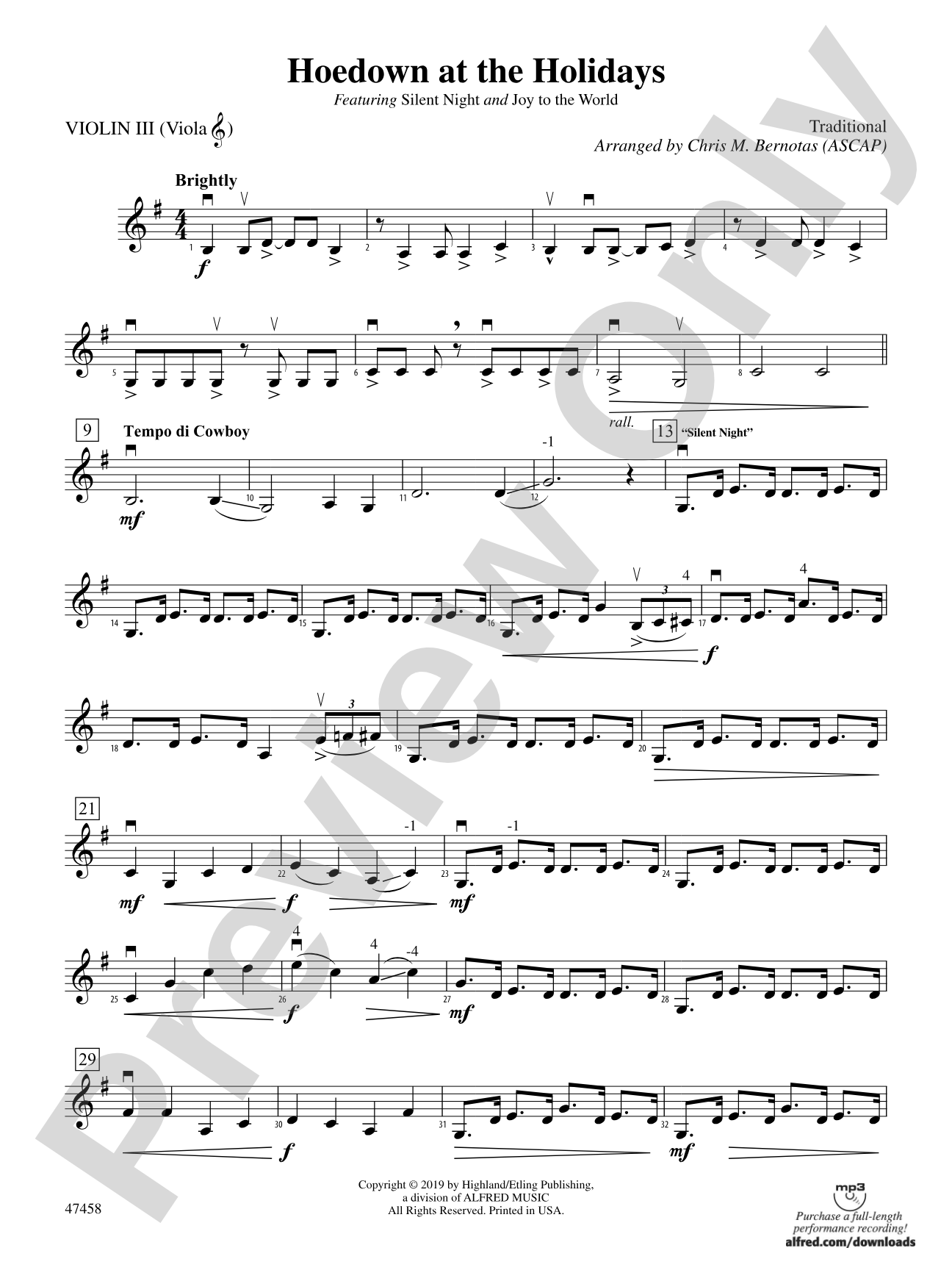 Hoedown at the Holidays: 3rd Violin (Viola [TC])