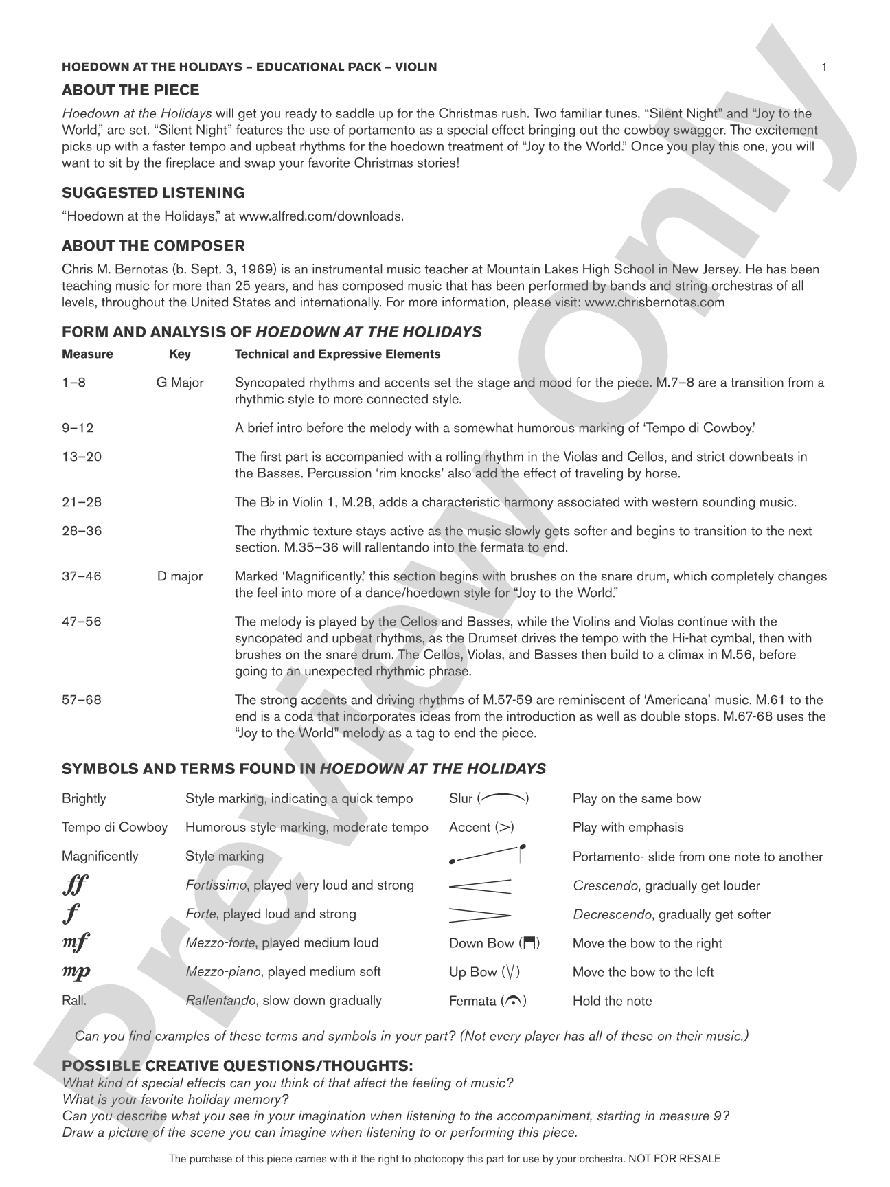 Hoedown at the Holidays: Violin Educational Pack