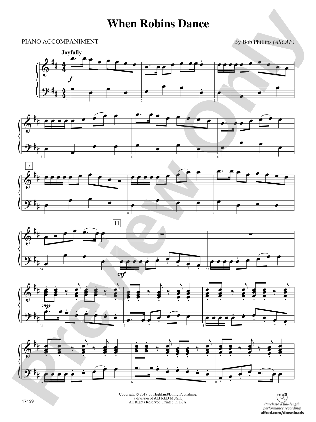 When Robins Dance: Piano Accompaniment