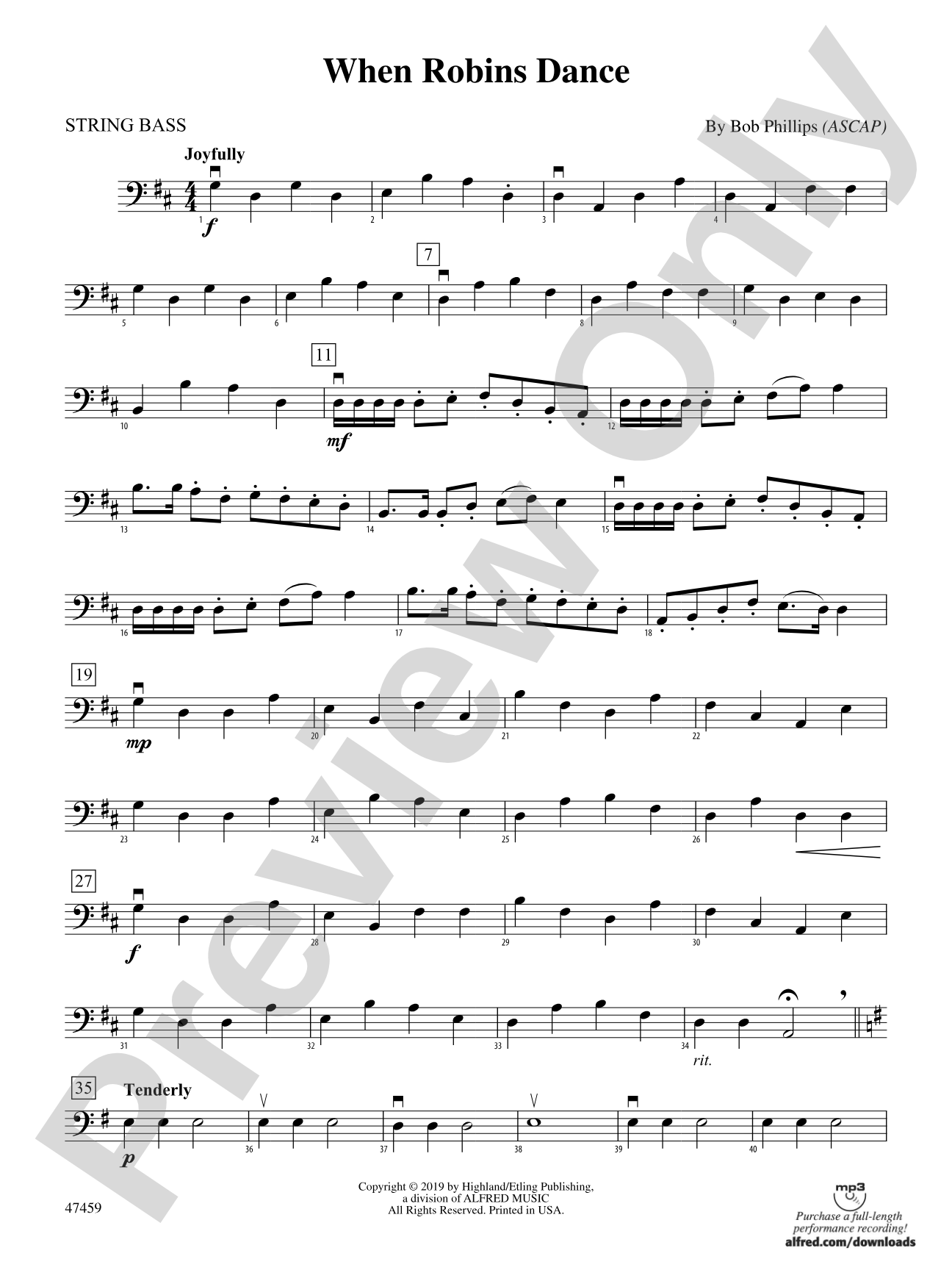 When Robins Dance: String Bass