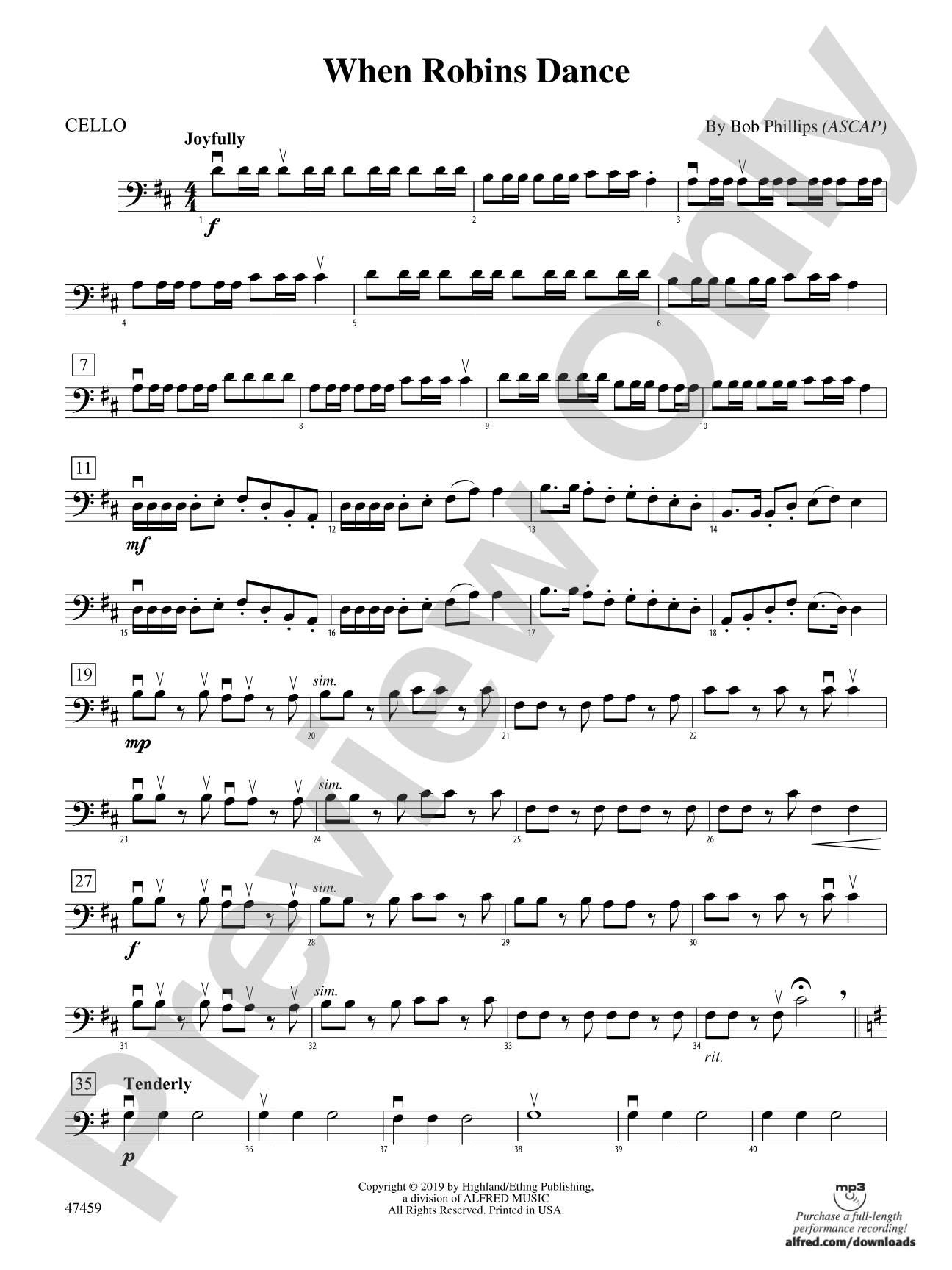 When Robins Dance: Cello