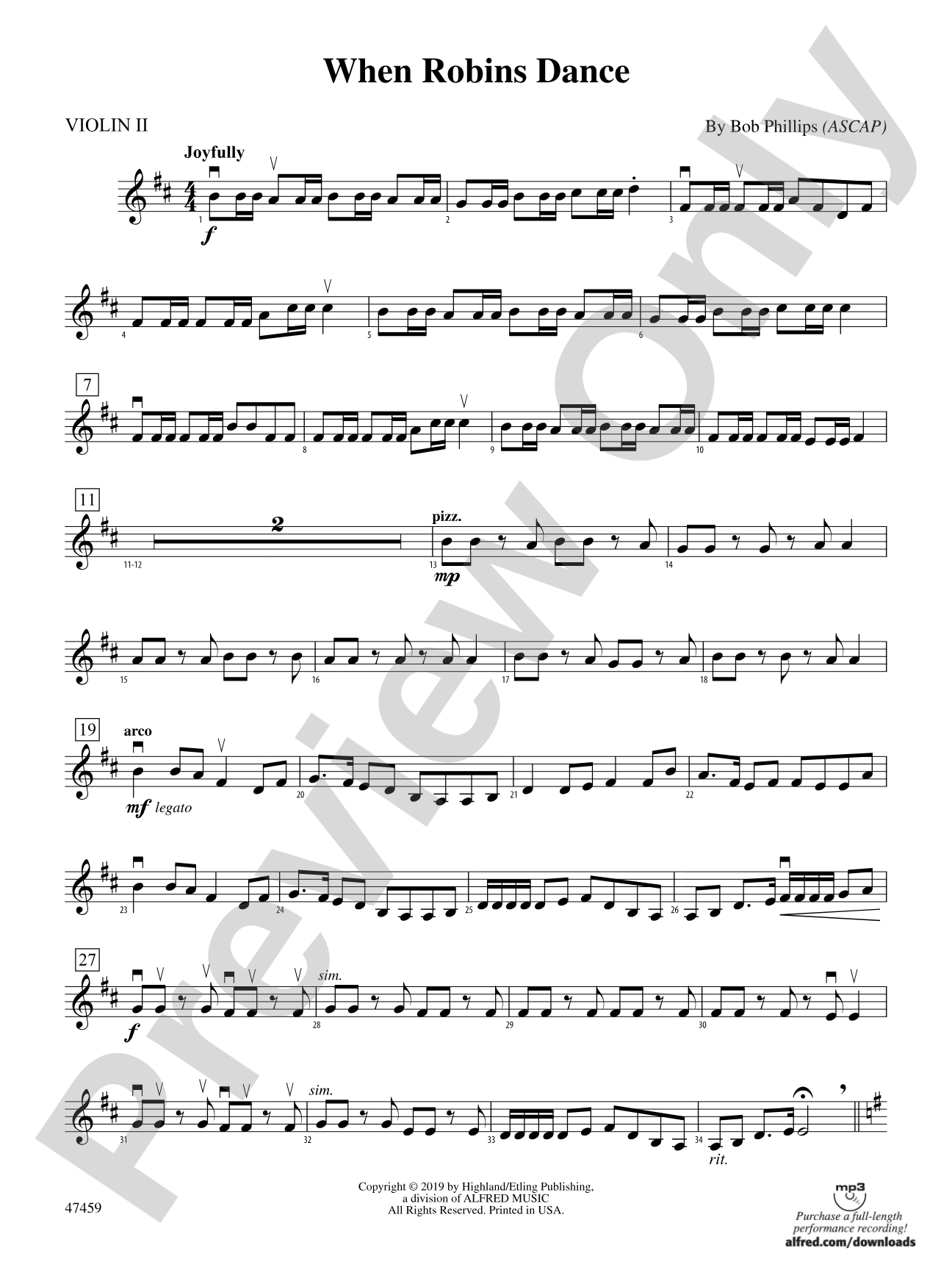 When Robins Dance: 2nd Violin