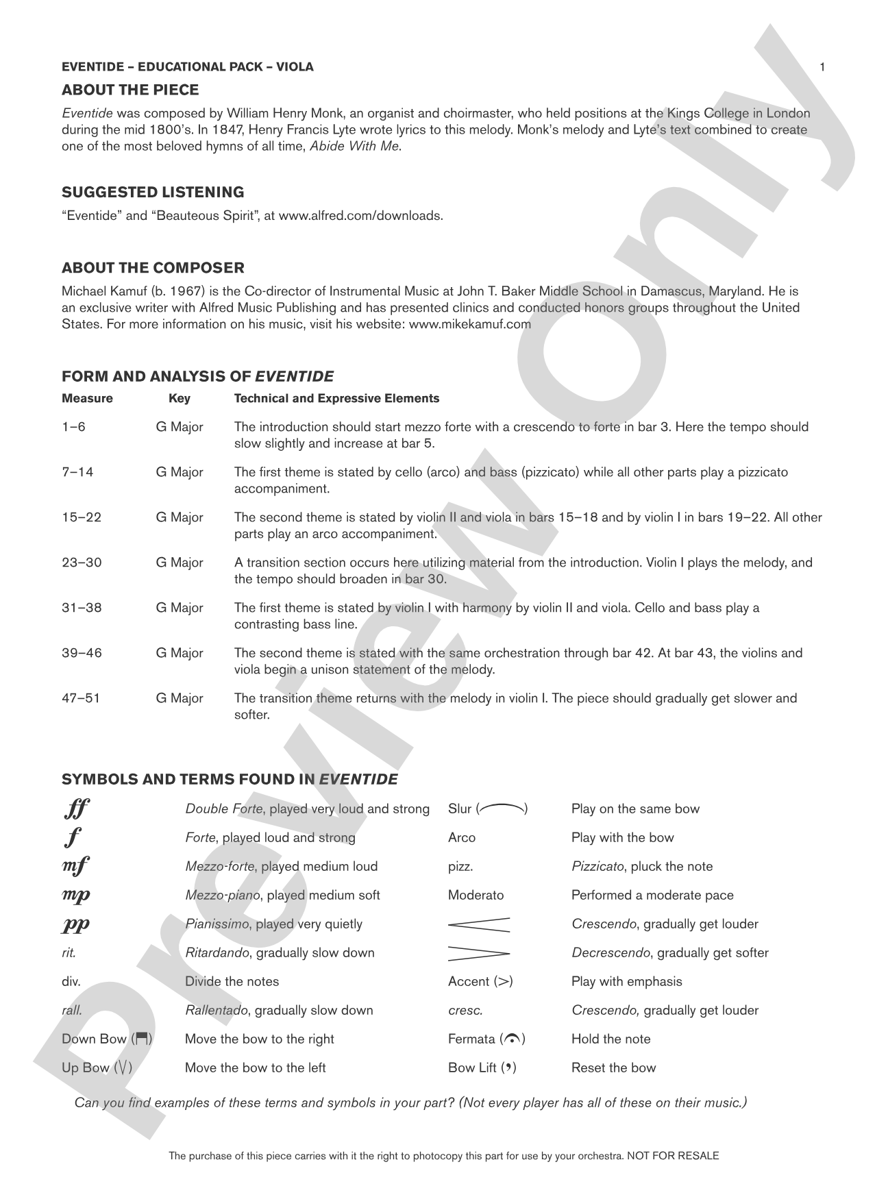 Eventide: Viola Educational Pack