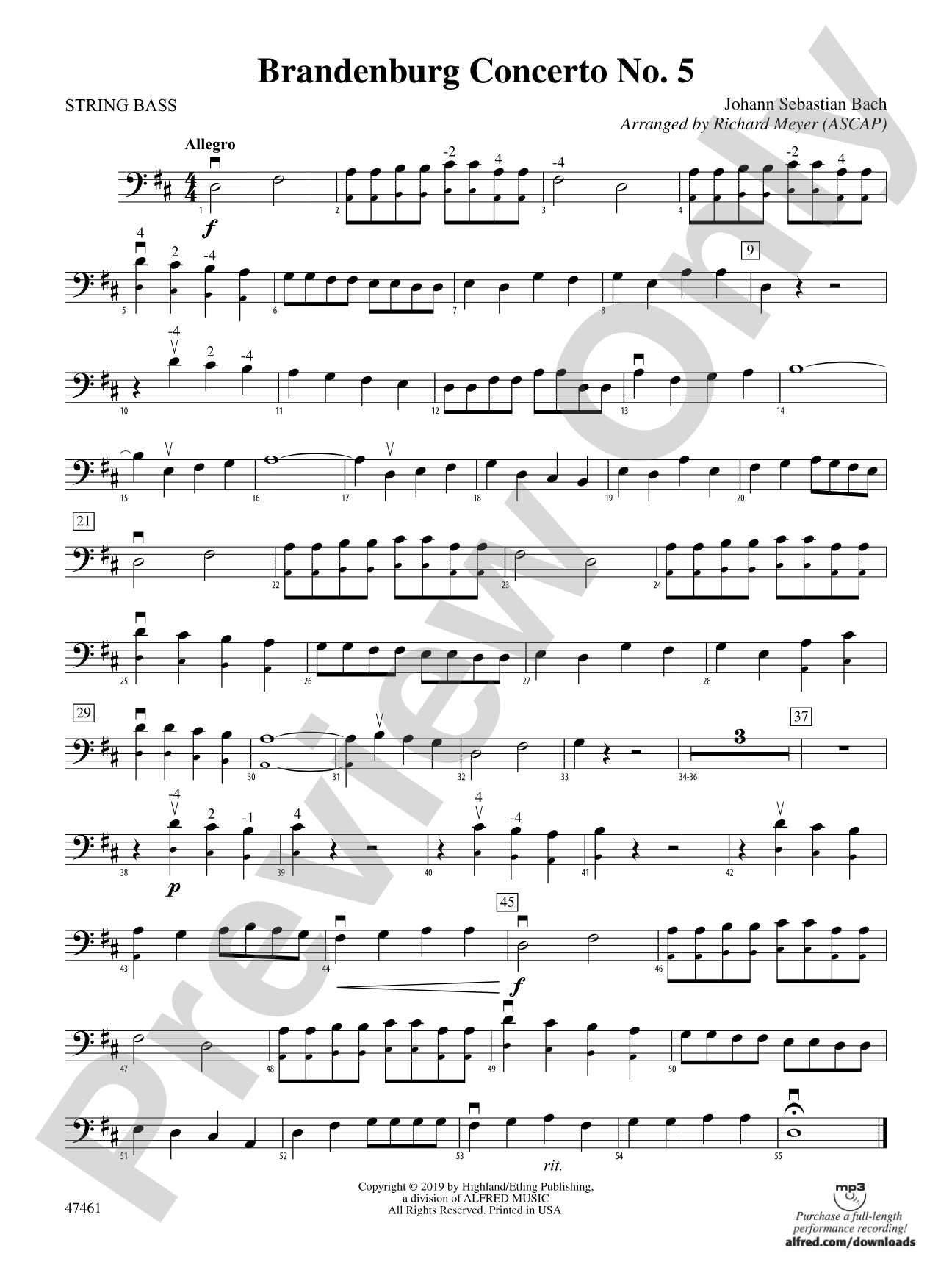 Brandenburg Concerto No. 5: String Bass